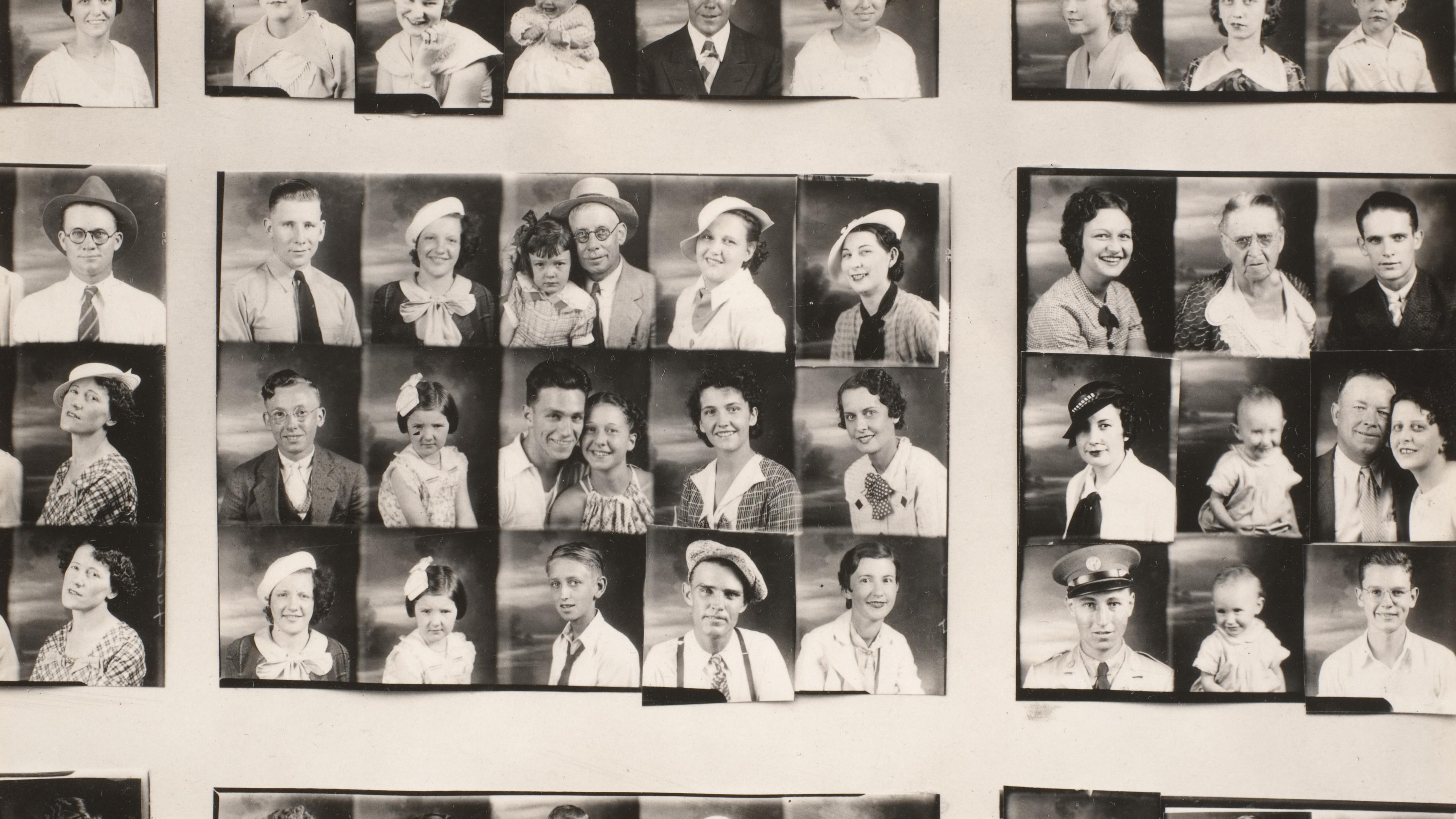 Grid of square black-and-white portraits.