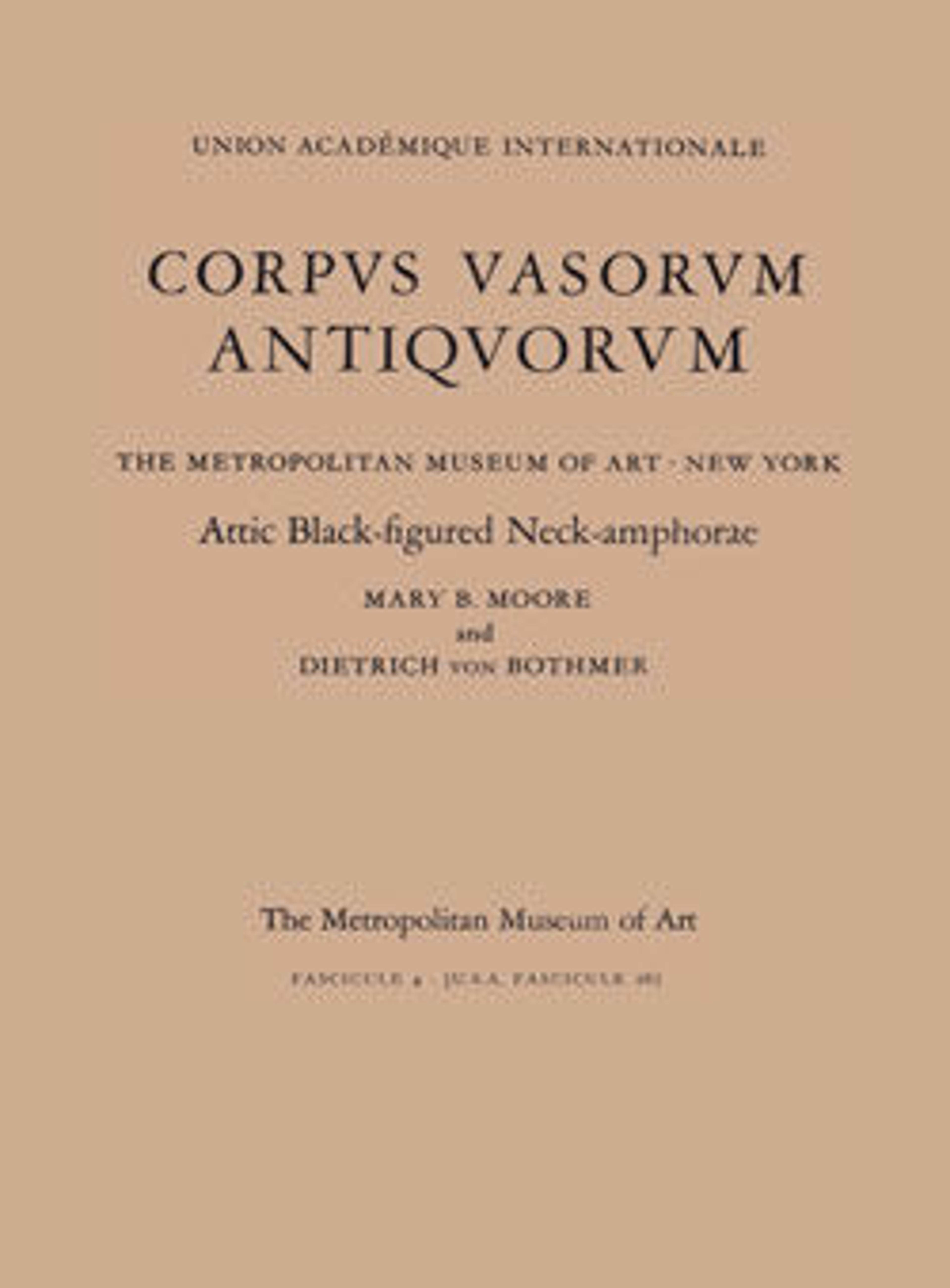 Attic Black-Figured Neck-Amphorae, Corpus Vasorum Antiquorum, Fascicule 4