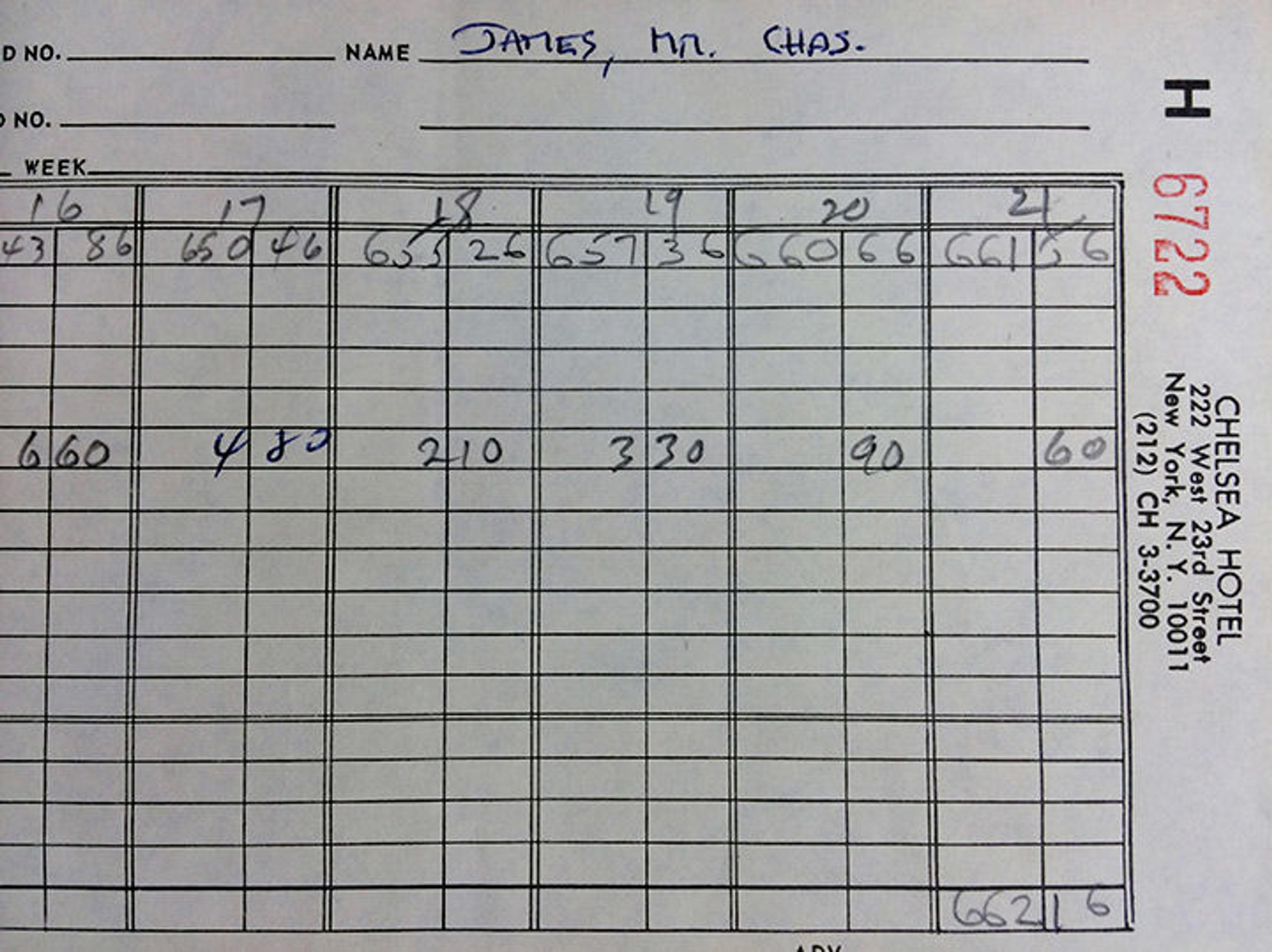 Rent invoice Charles James