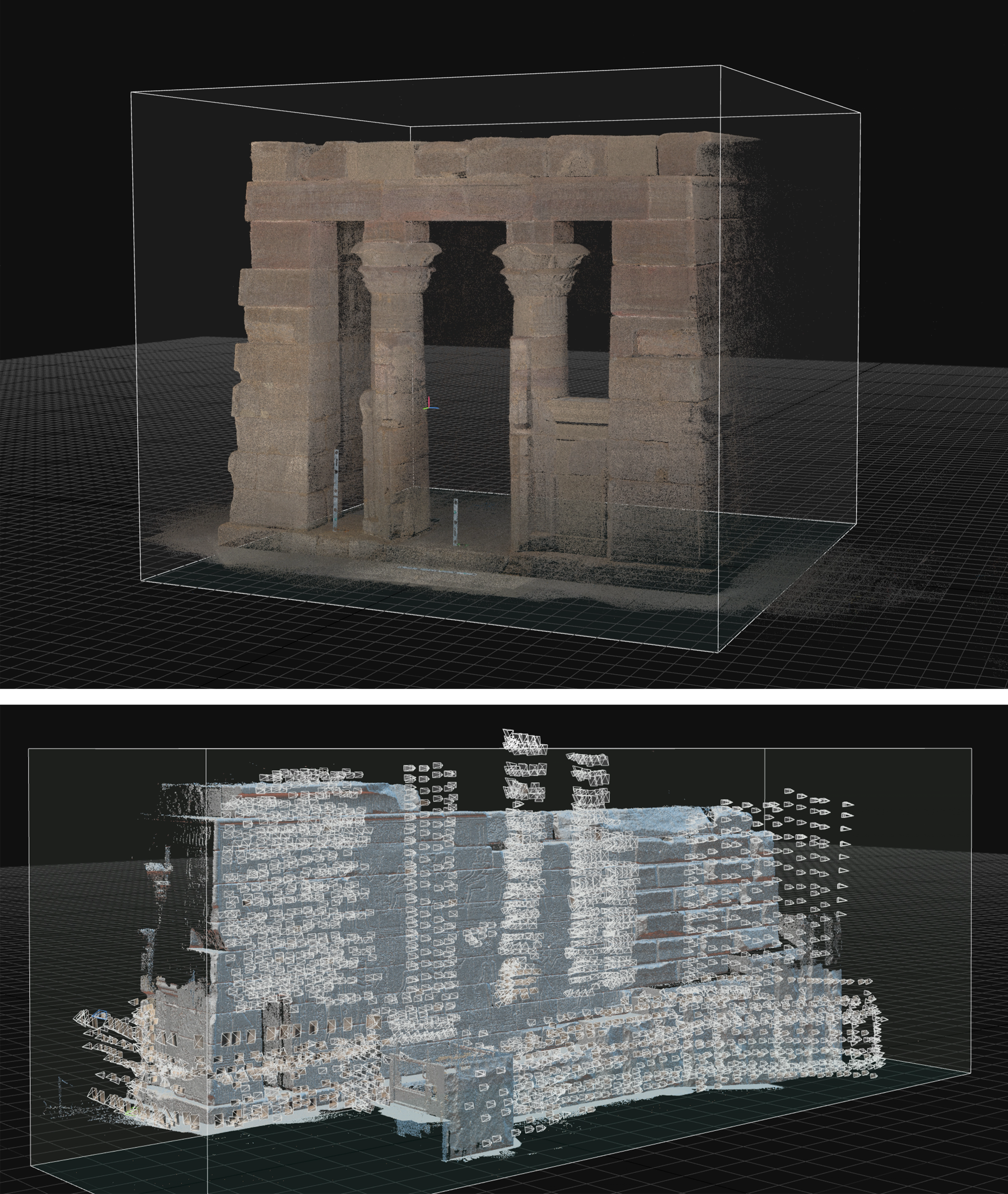 Two views of the photogrammetry process.