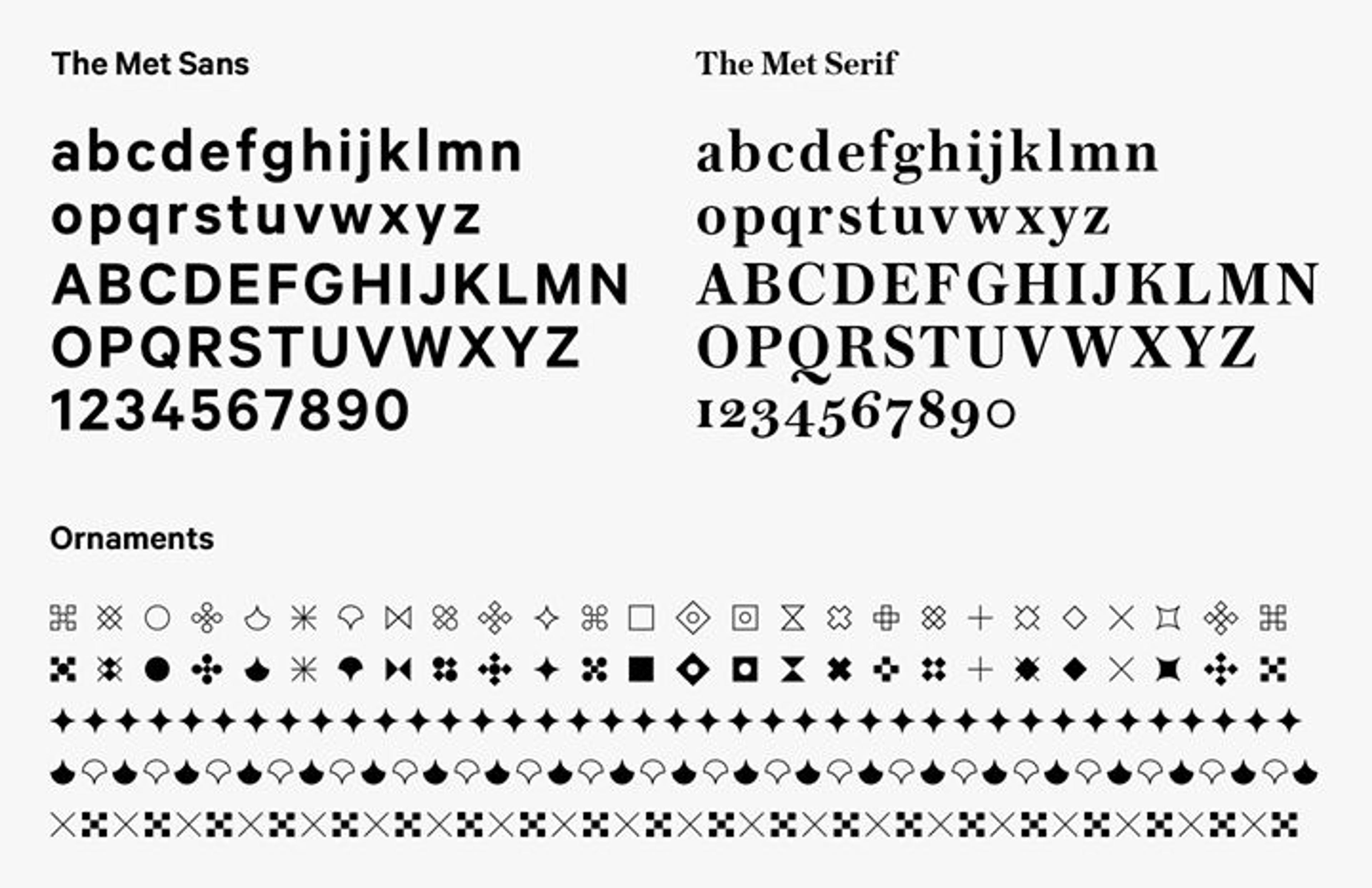 An image of The Met's branded fonts and ornaments