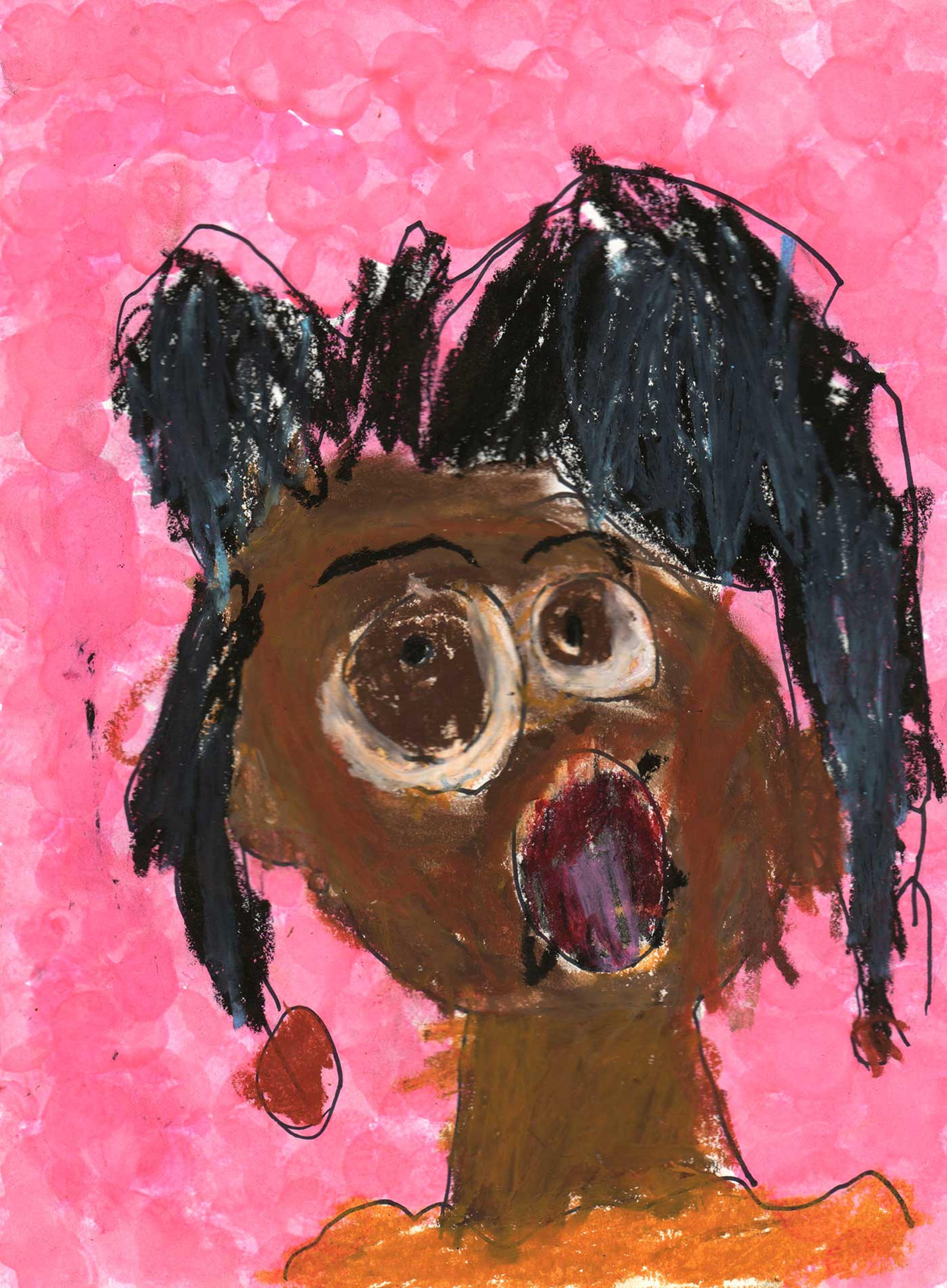 Portrait of a young girl with a surprised expression.