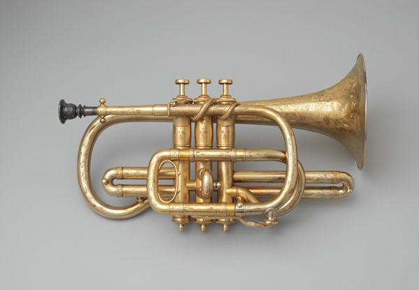 Karl Moritz Missenharter. Cornet, ca. 1900. New York, United States. Brass, gold plate. The Metropolitan Museum of Art, New York, Purchase, Schonberger Family Foundation Gift, 2013 (2013.267a–j)