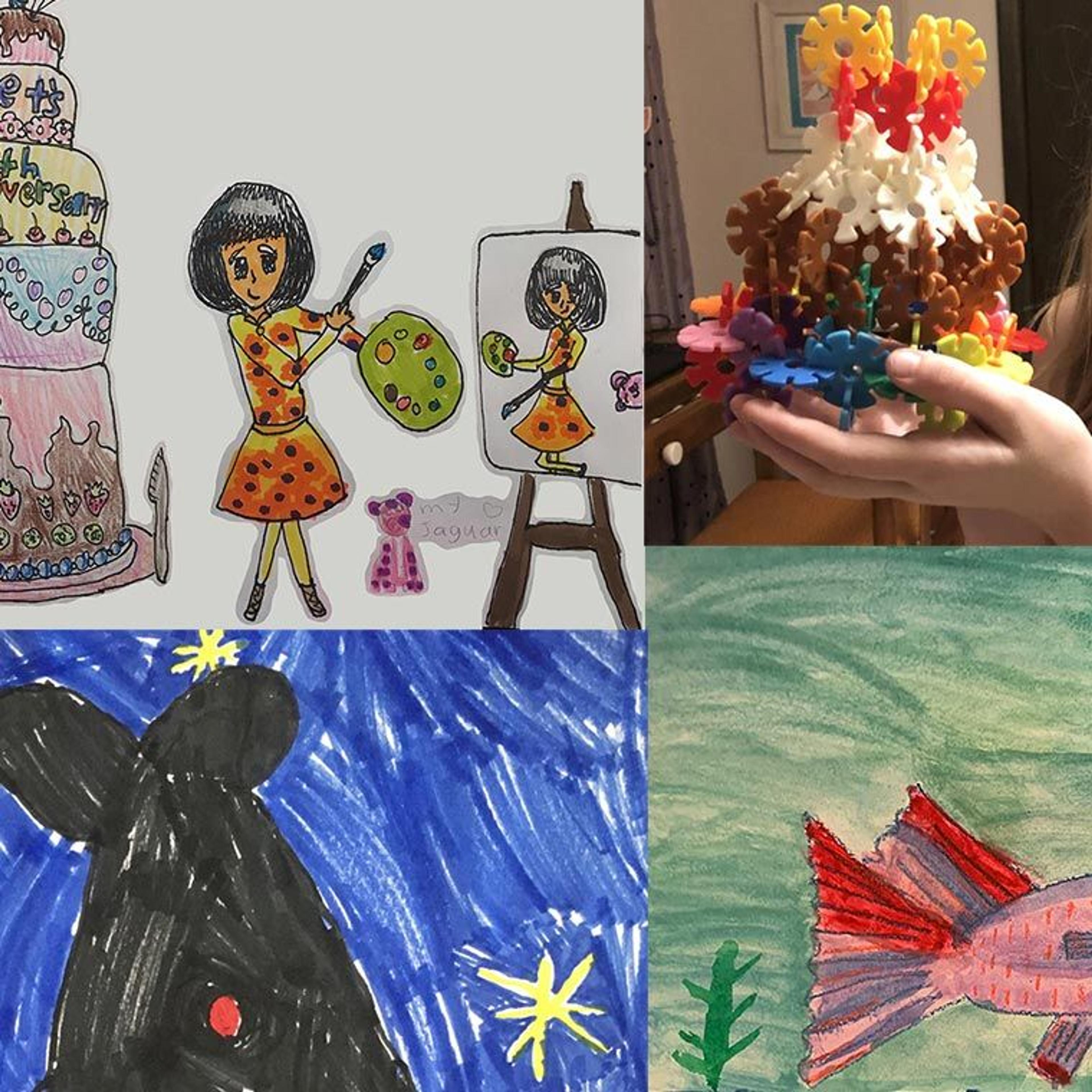 A collage of colorful handmade birthday cards from children to The Met