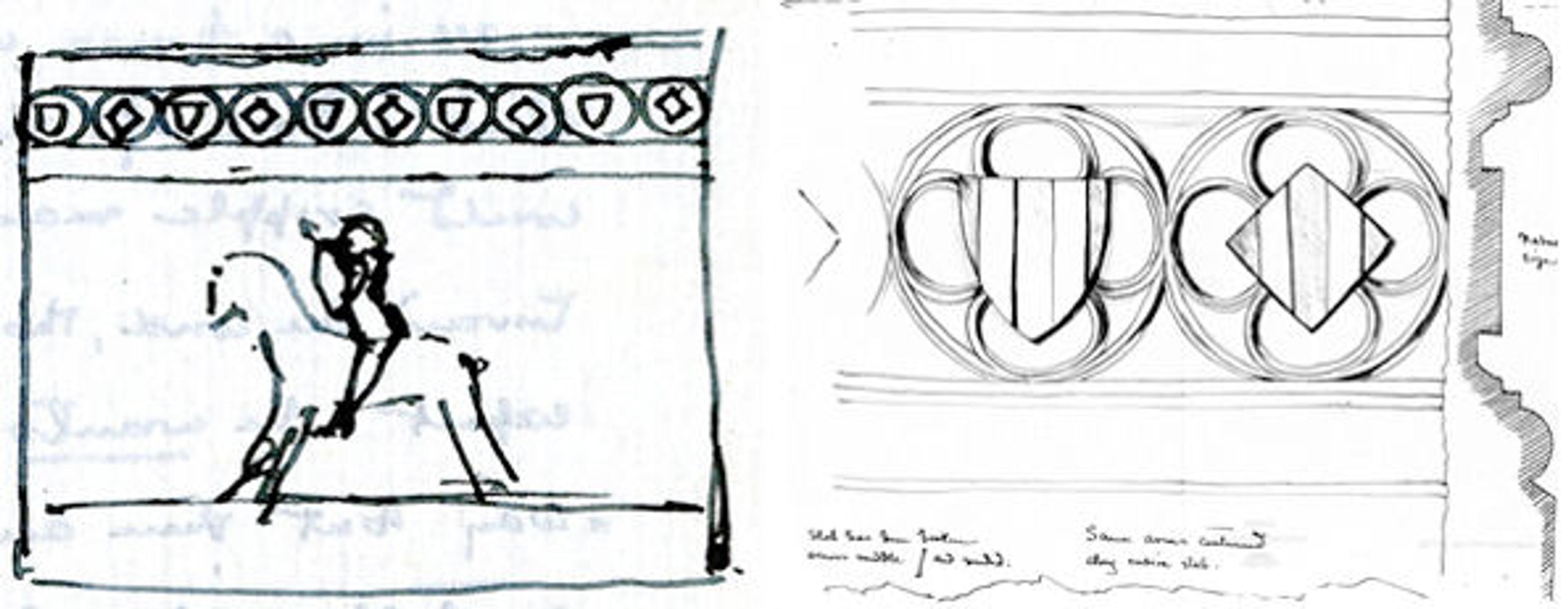 Sketches in a letter from Bashford Dean to Museum Director Edward Robinson