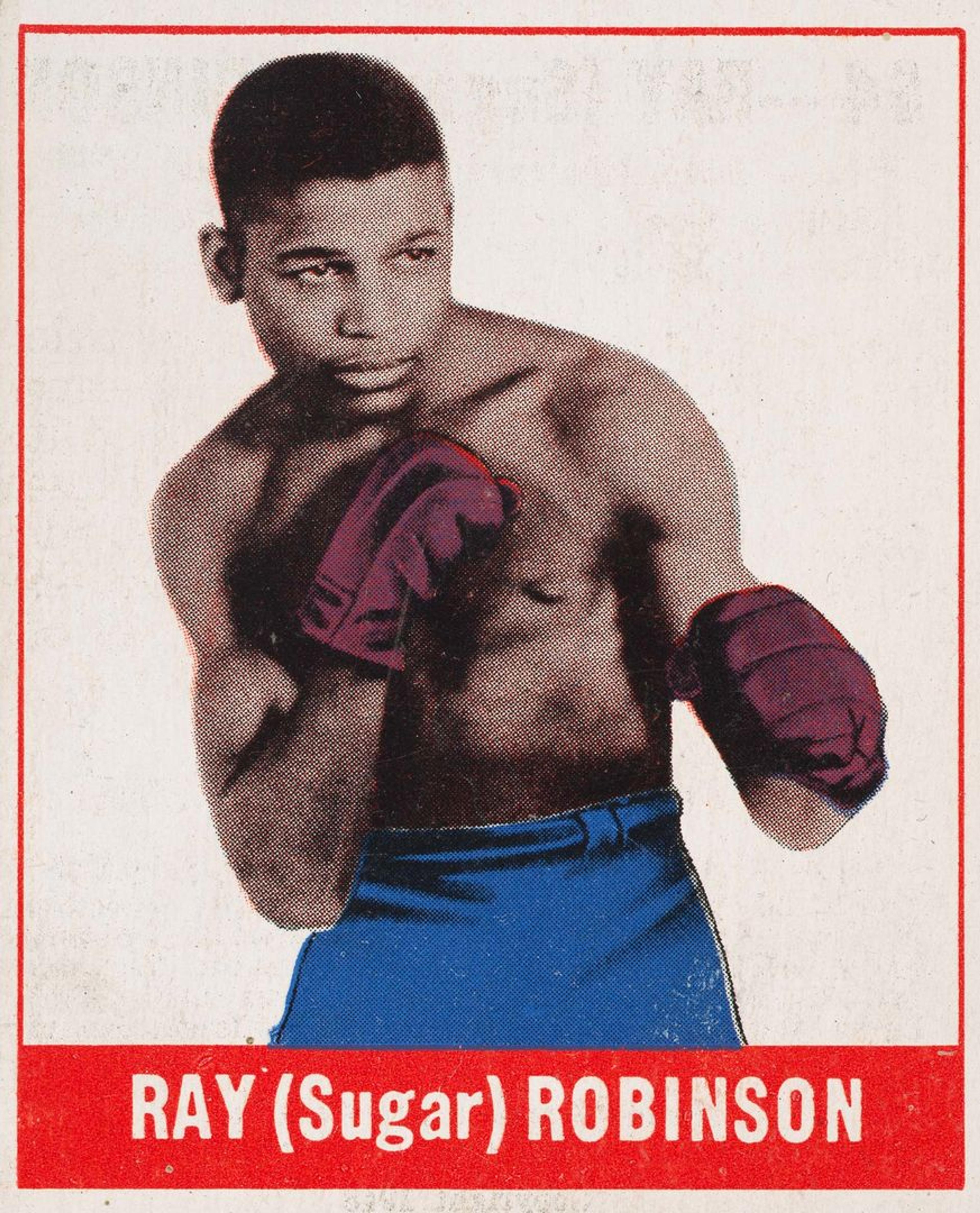 1948 boxing card featuring Ray (Sugar) Robinson