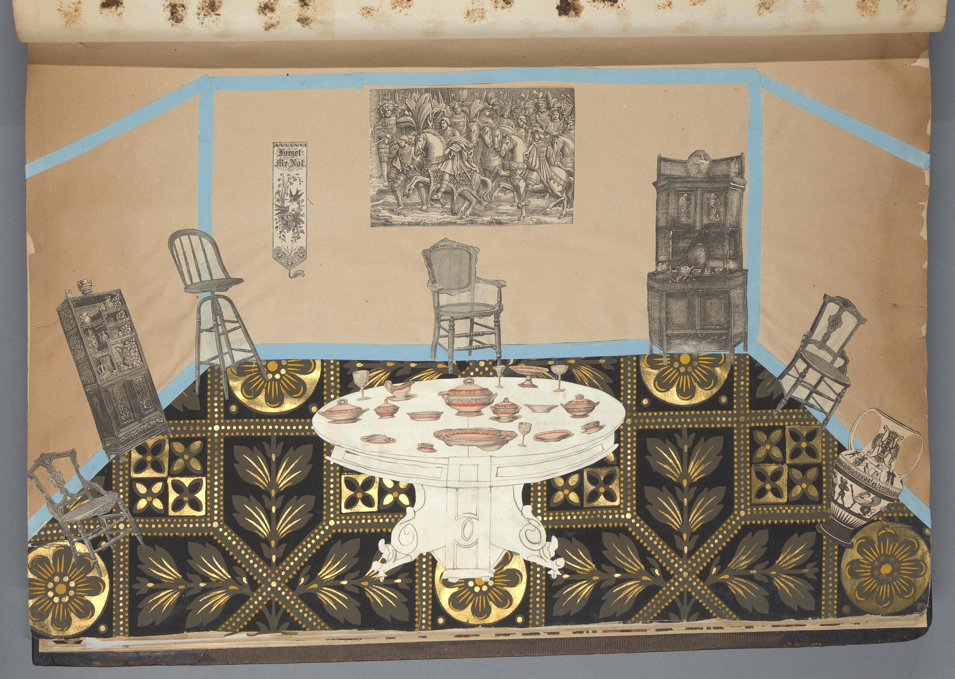 Table surrounded by furniture