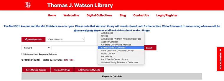 Watsonline options for narrowing search with a dropdown menu