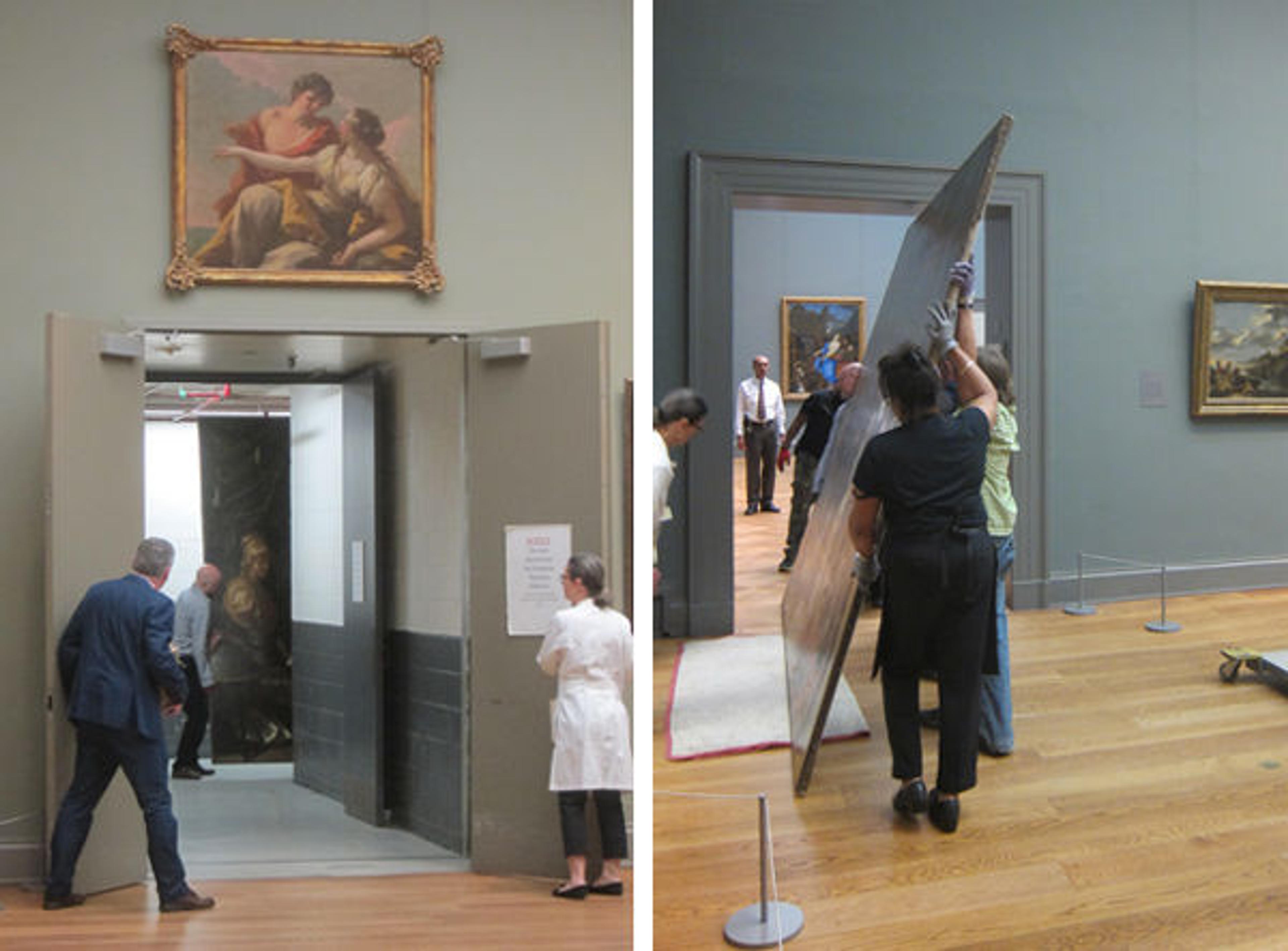 Moving the painting into the gallery