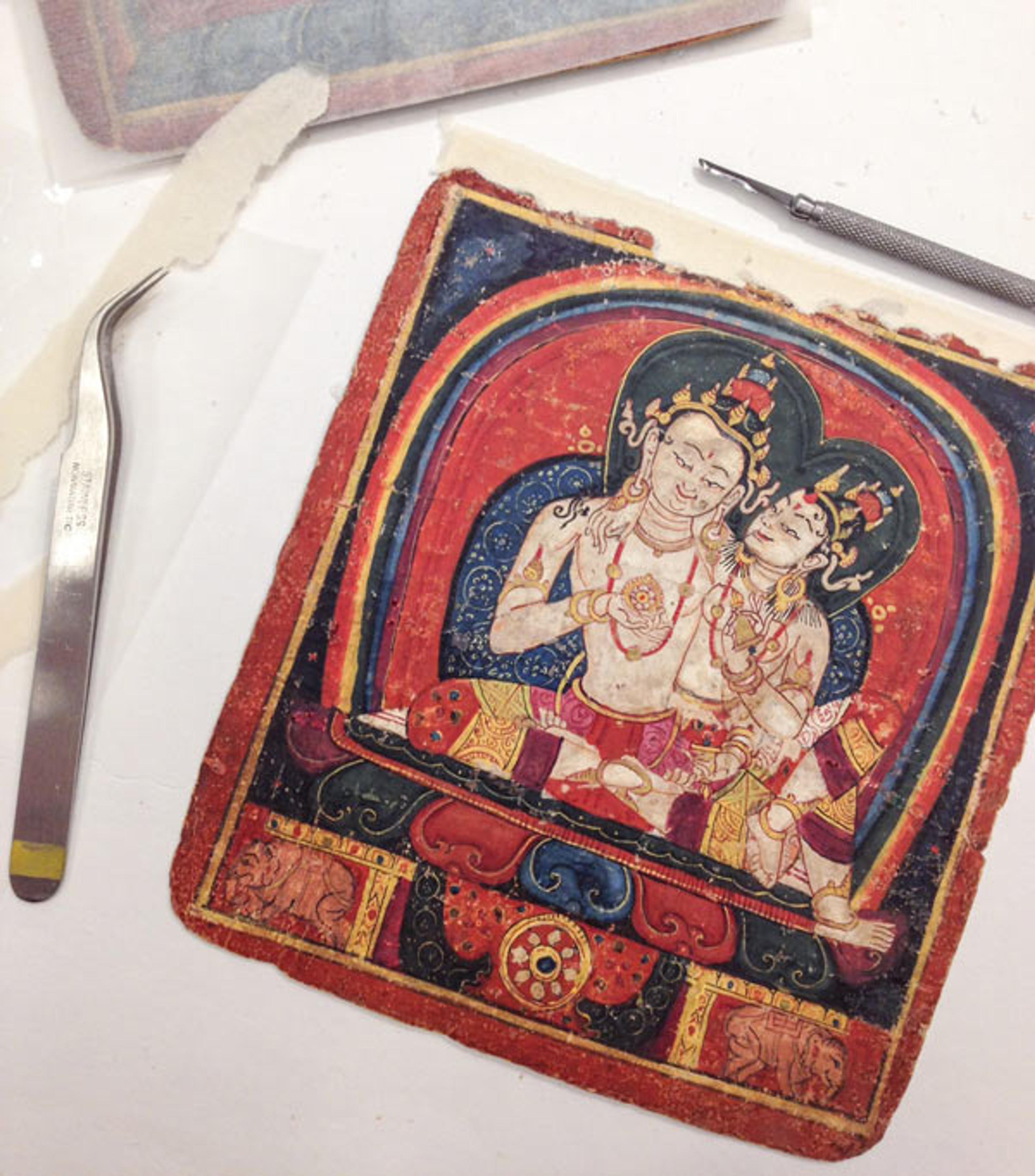 Initiation Card (Tsakali): Vairochana (2000.282.2), prior to conservation