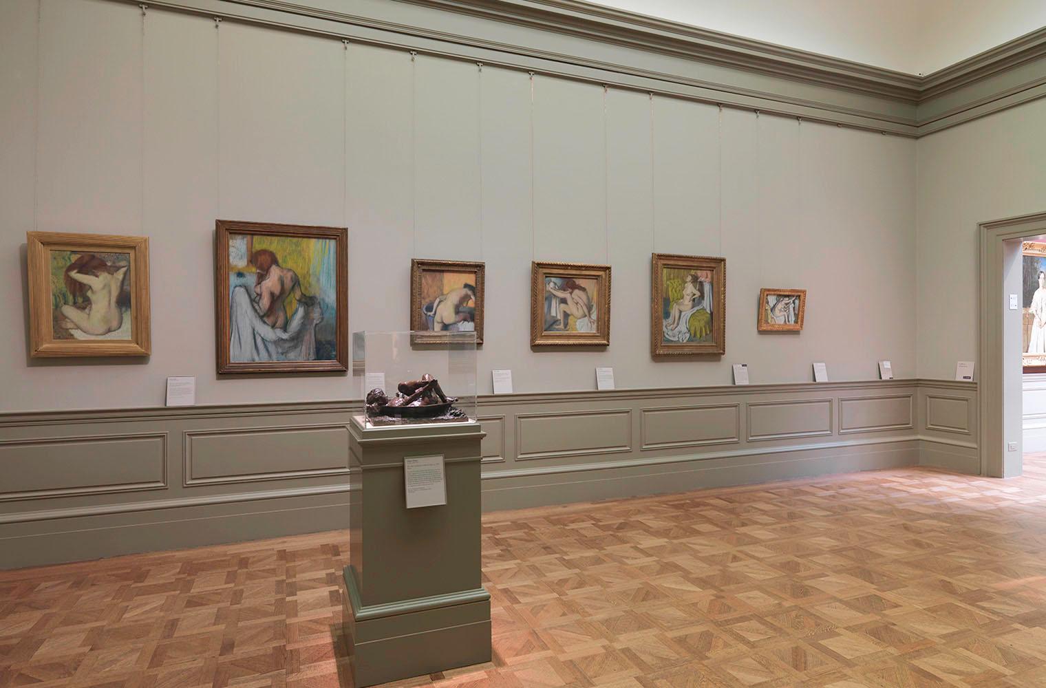 View of a gallery wall hung with Degas's pastels