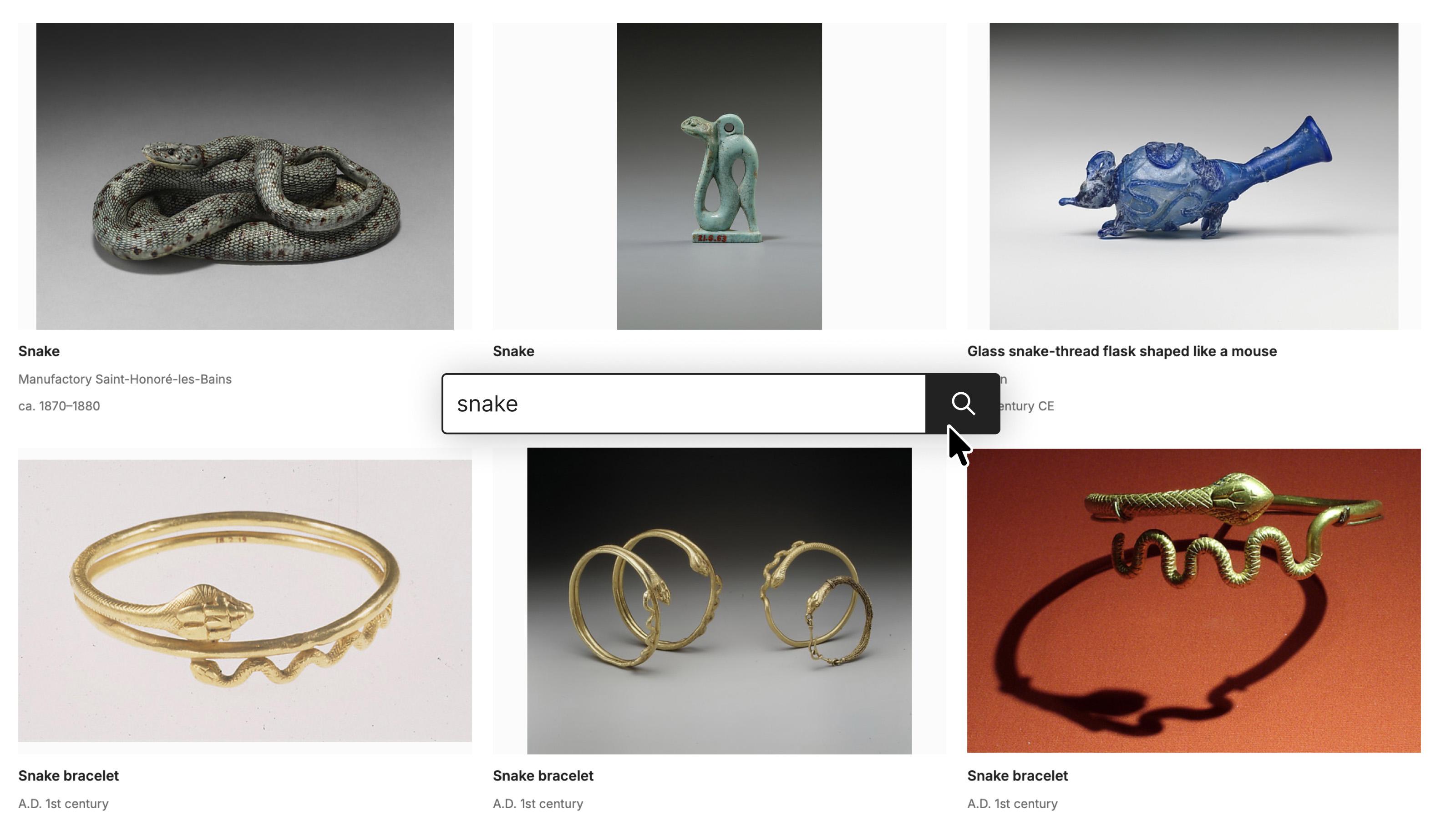 Web sarch of snake images