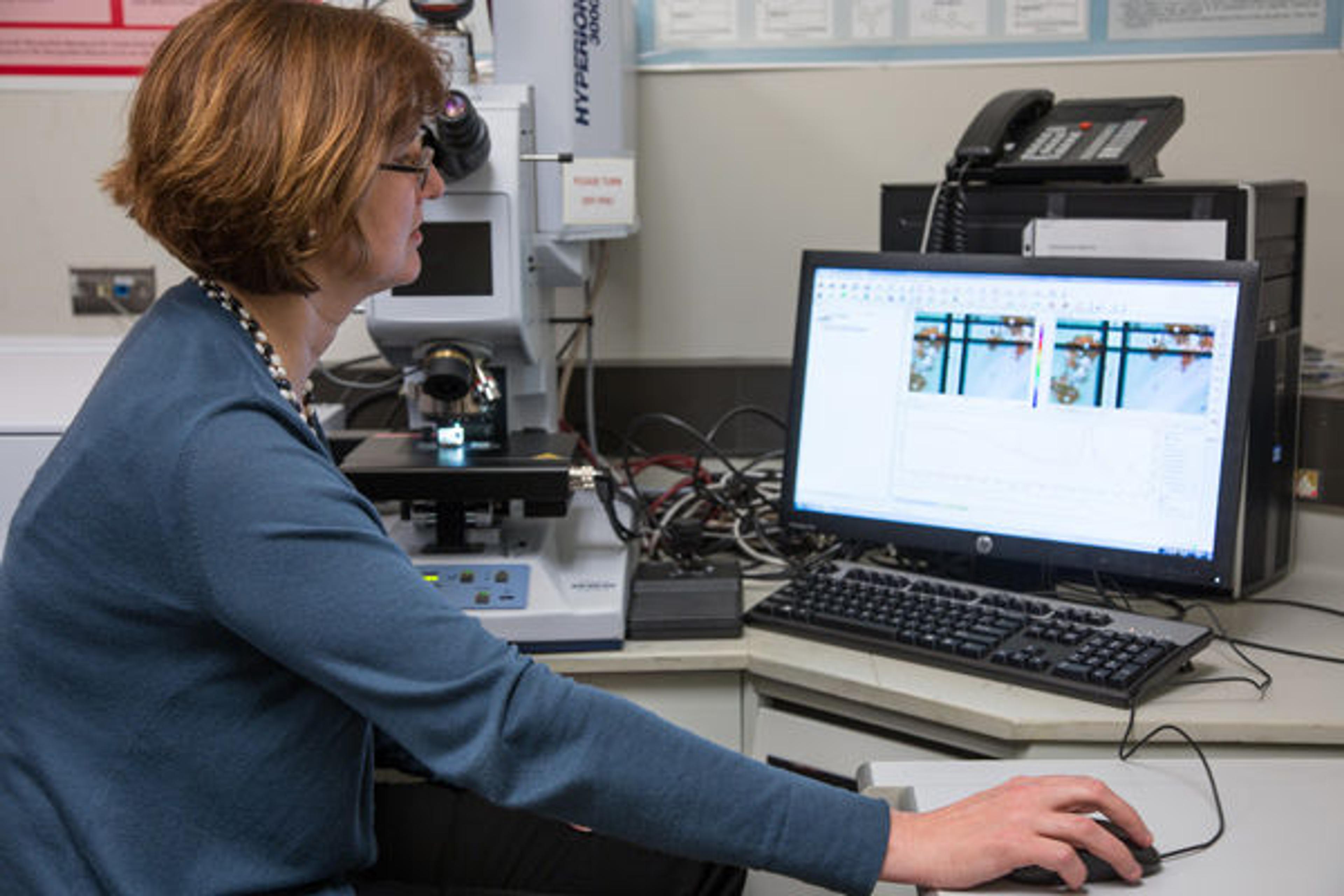 Julie Arslanoglu at a computer