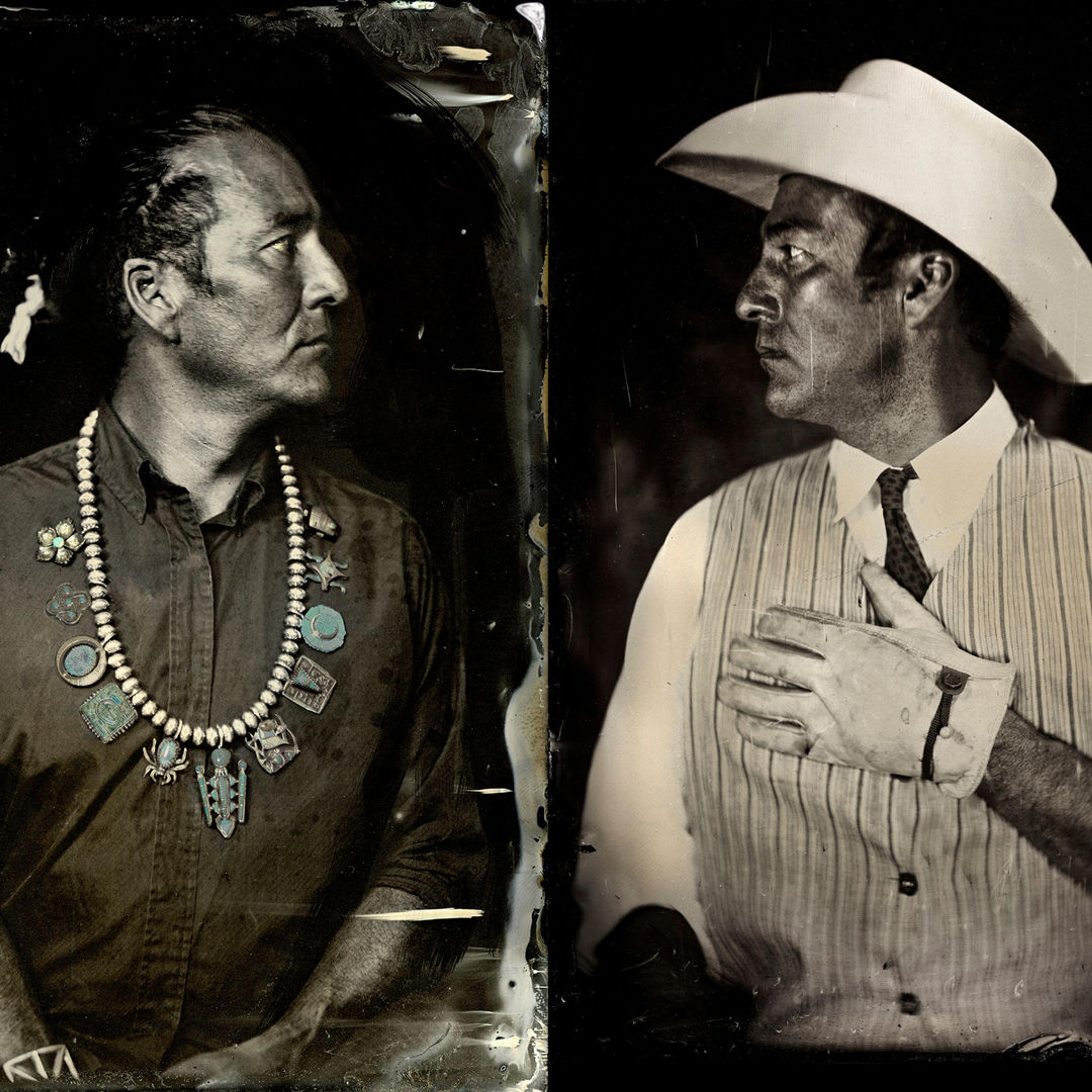 Two tintype portraits in black and white