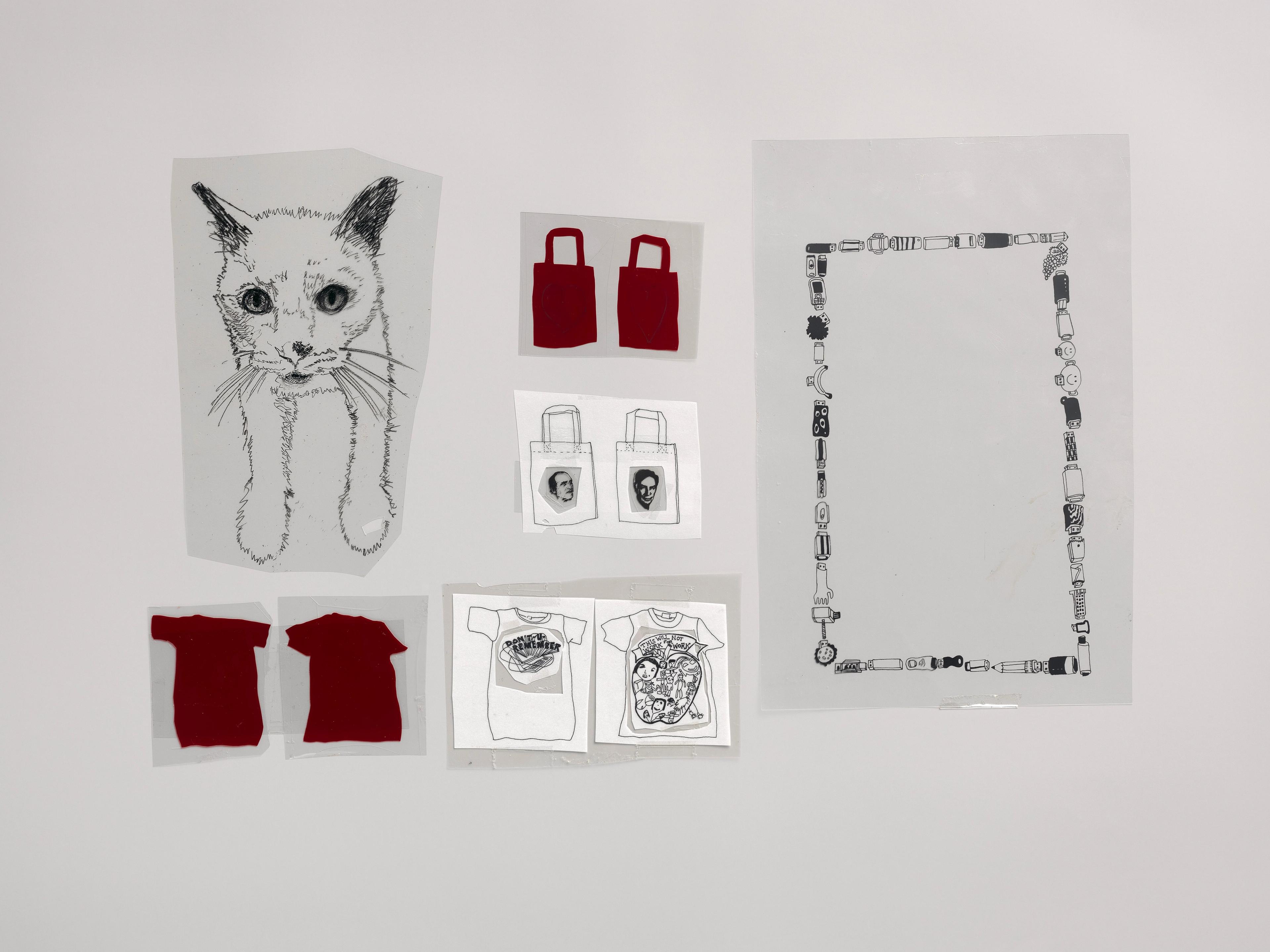 Image of various stencils used in a screenprinting project.