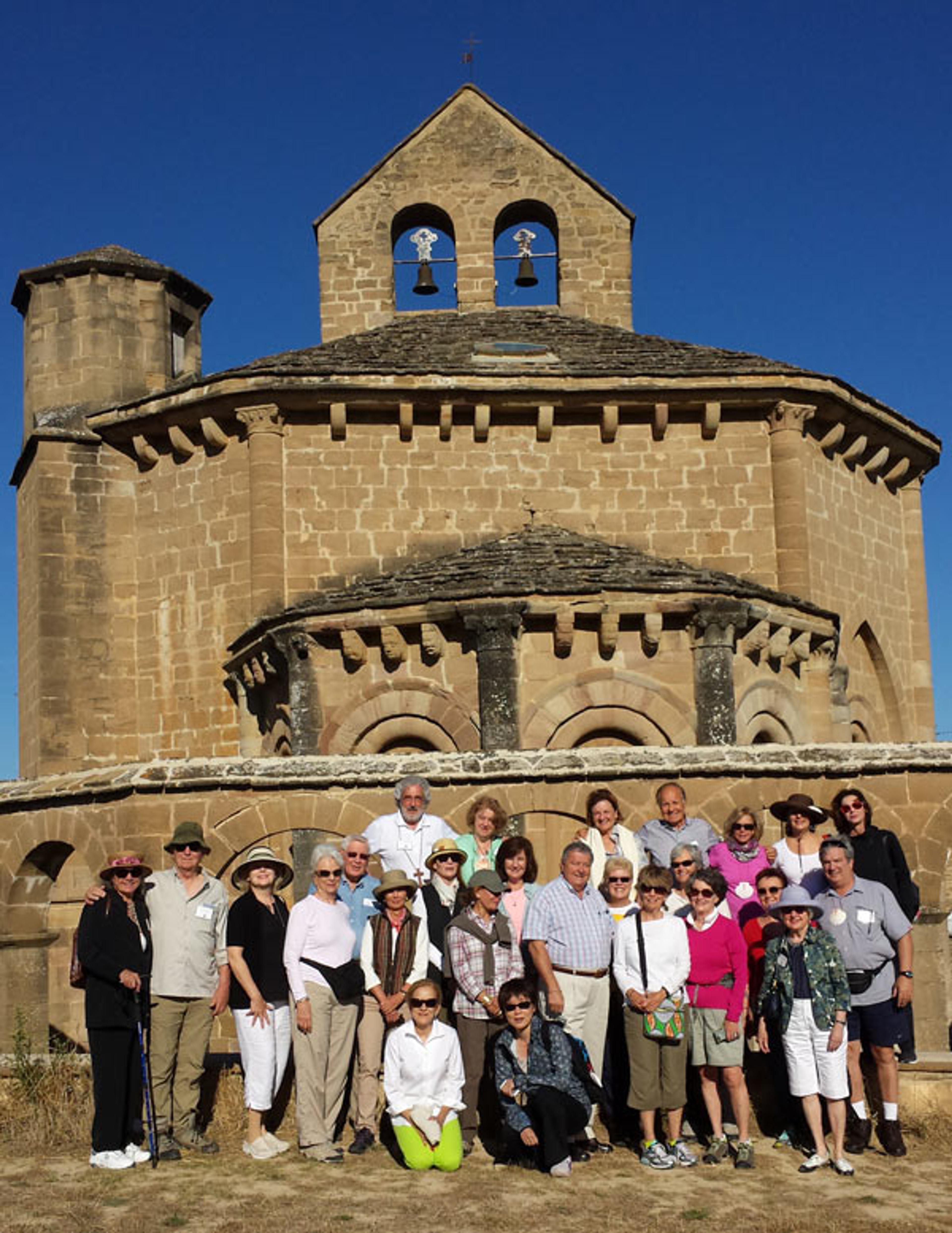 The group in front of Santa Maria de la Eunate