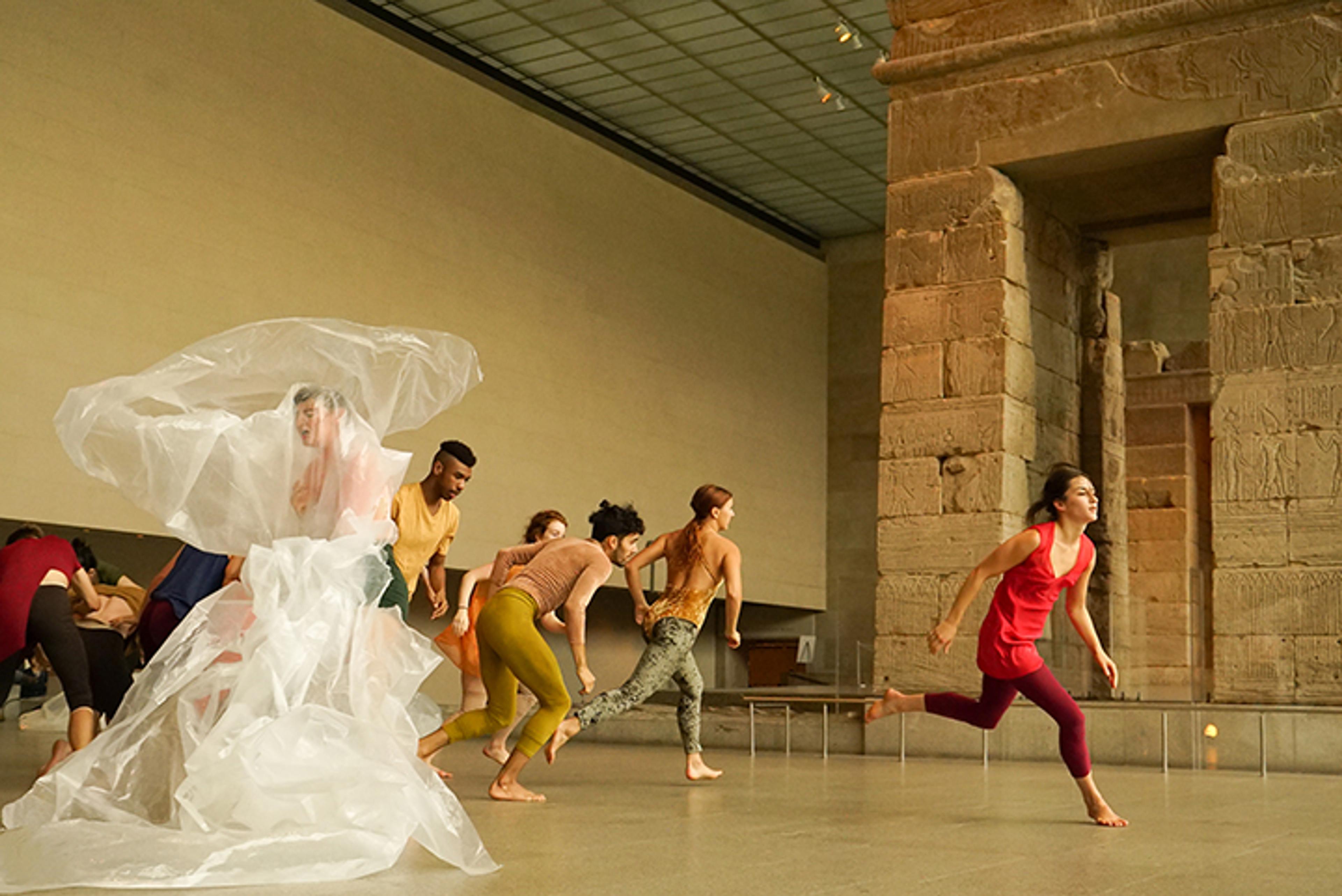 Andrea Miller performs Stone Skipping near the Temple of Dendur