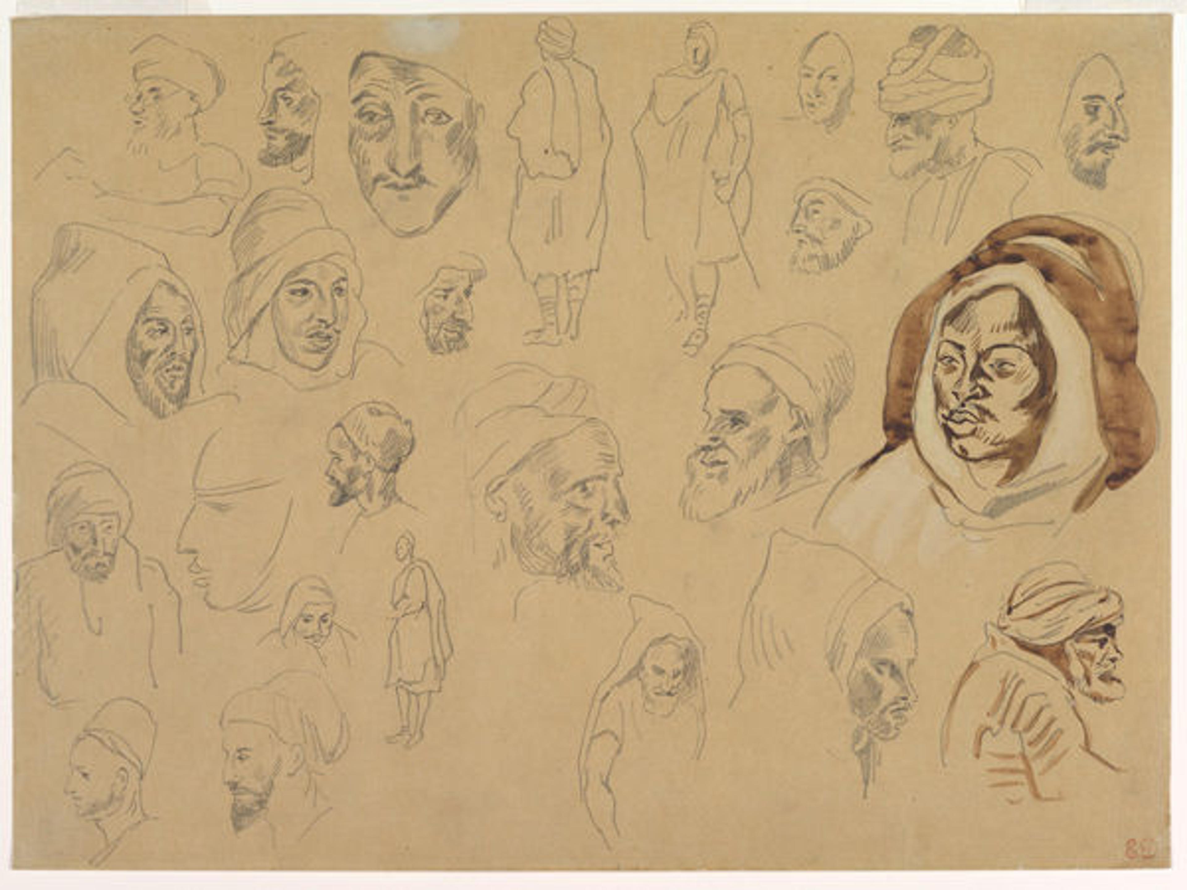 Eugène Delacroix (French, 1798–1863) | Studies of Arab Heads and Figures, 1810–63 | The Metropolitan Museum of Art, New York, Gift from the Karen B. Cohen Collection of Eugène Delacroix, in honor of Philippe de Montebello upon the occasion of his twenty-fifth year as Director of The Metropolitan Museum of Art (2013.1135.26)