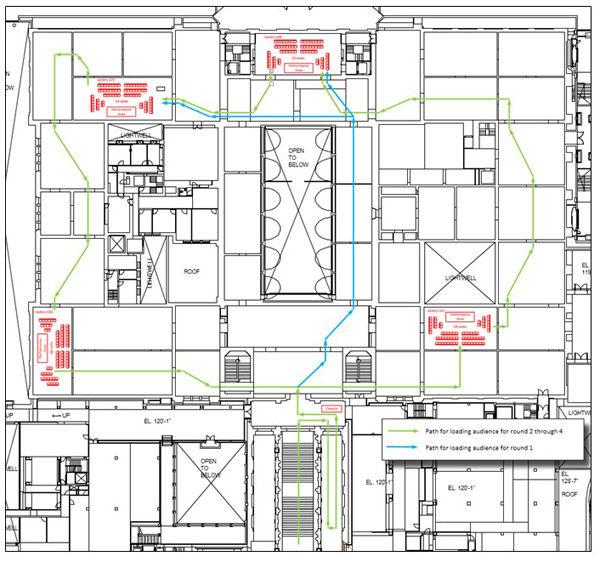 Diagram displaying the audience route and flow of The Grand Tour.