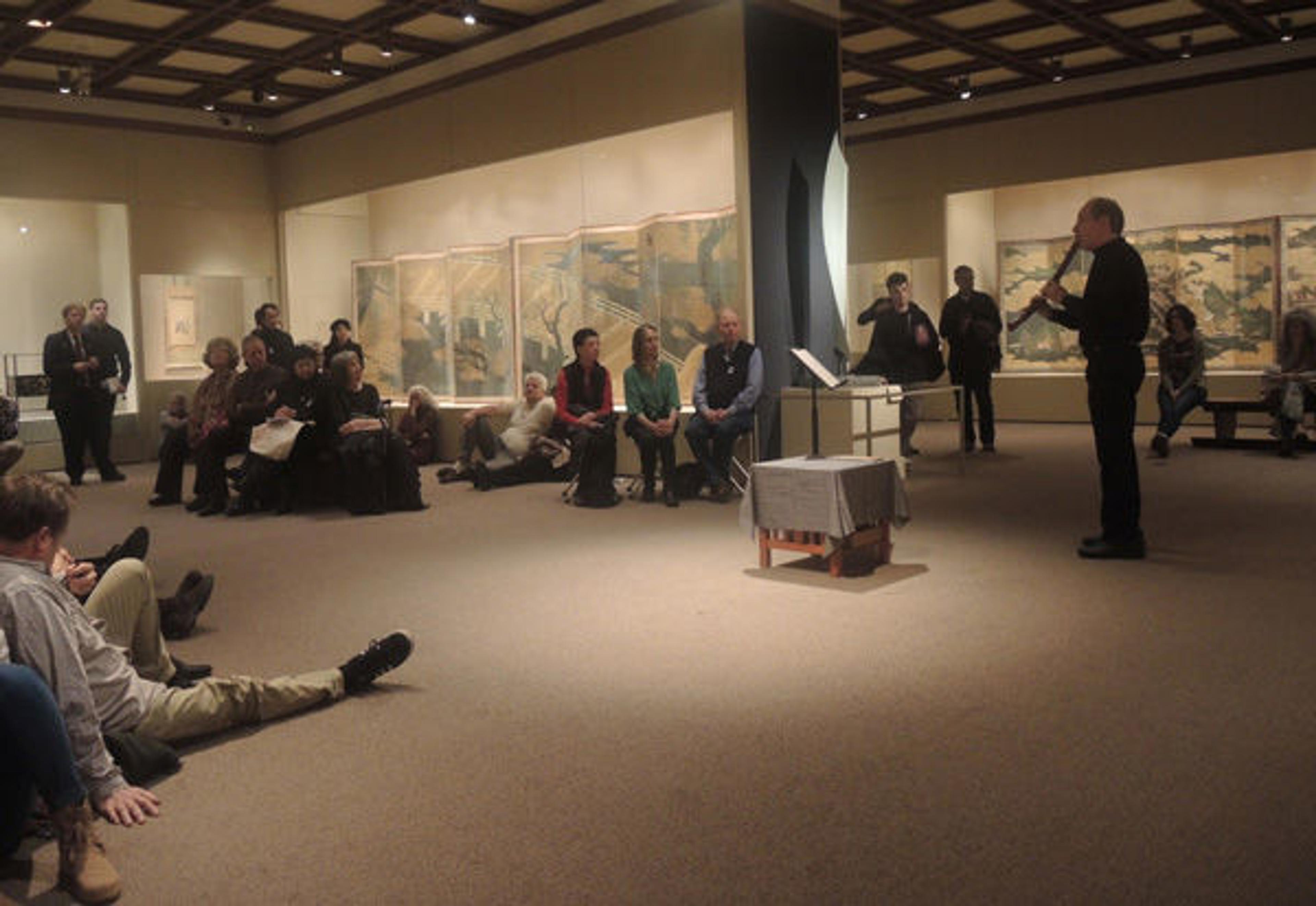 Ralph Samuelson performs in gallery 227