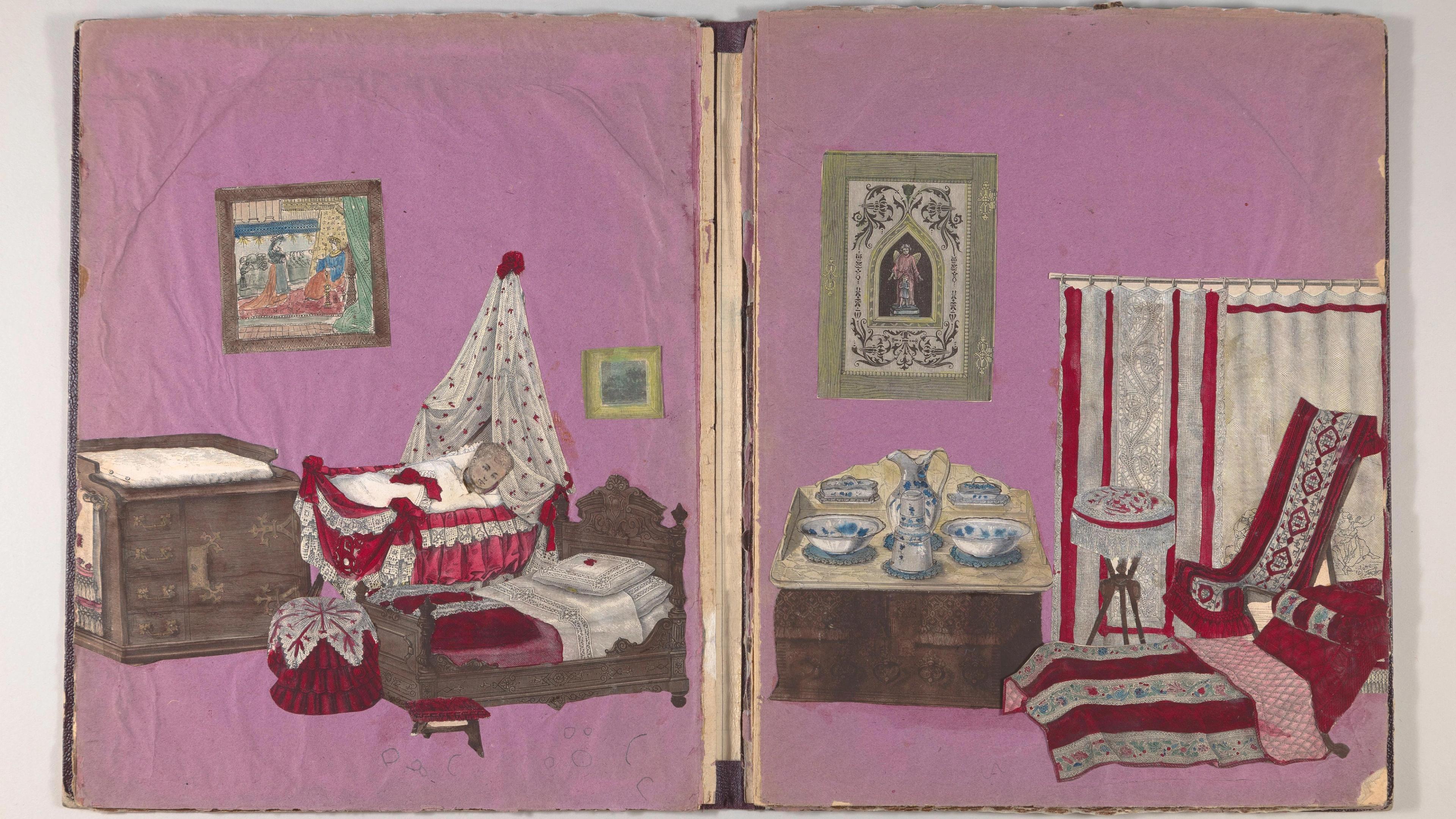Magenta room with cradle