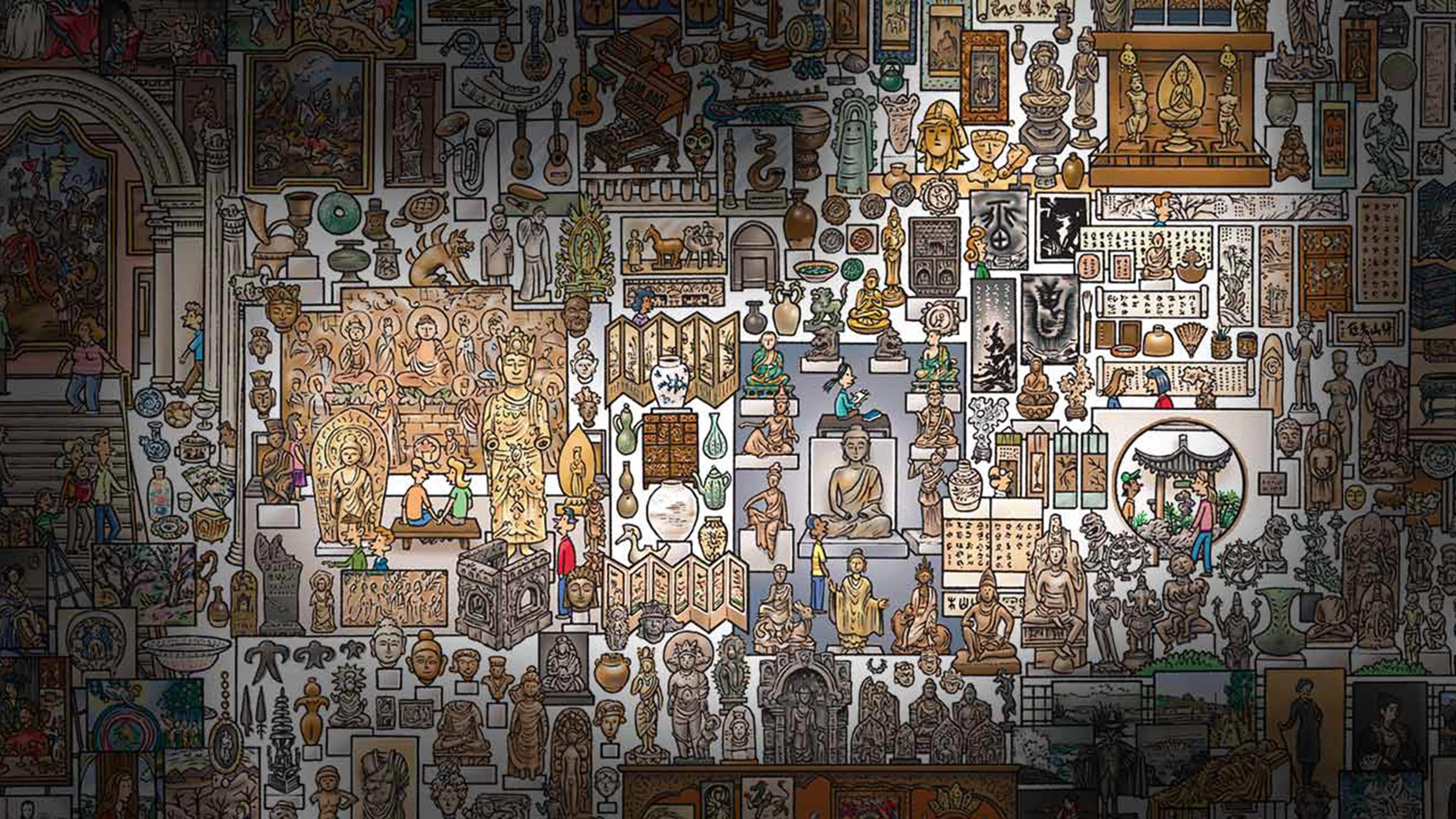 A selection of the MetKids map highlighting the Asian Art collections.