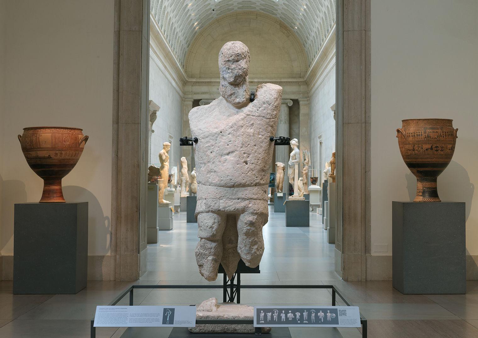 The Sardinian Statue Manneddu in the Greek and Roman Galleries.
