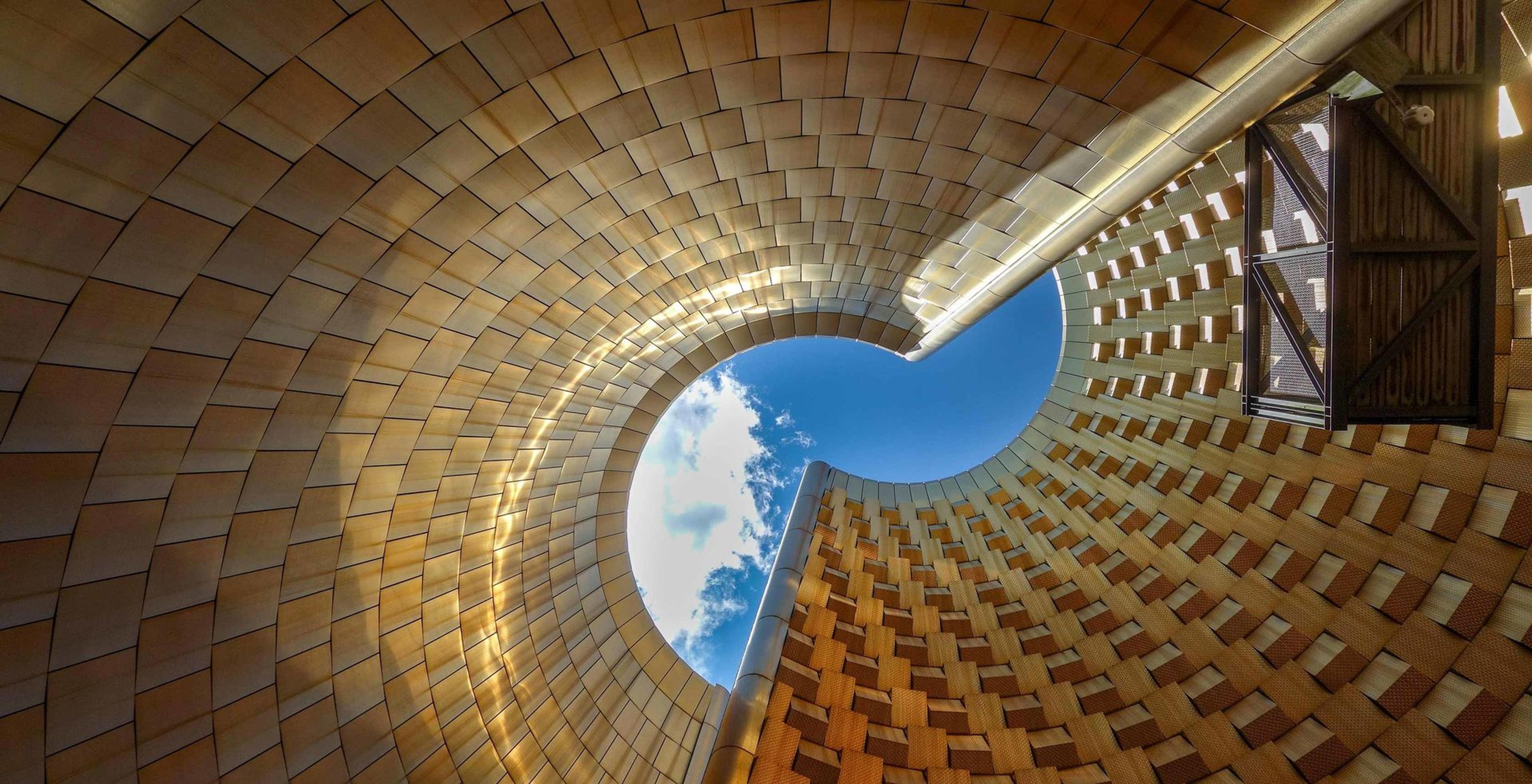 Interior view of a concrete structure at the Vulcania Museum in Auvergne