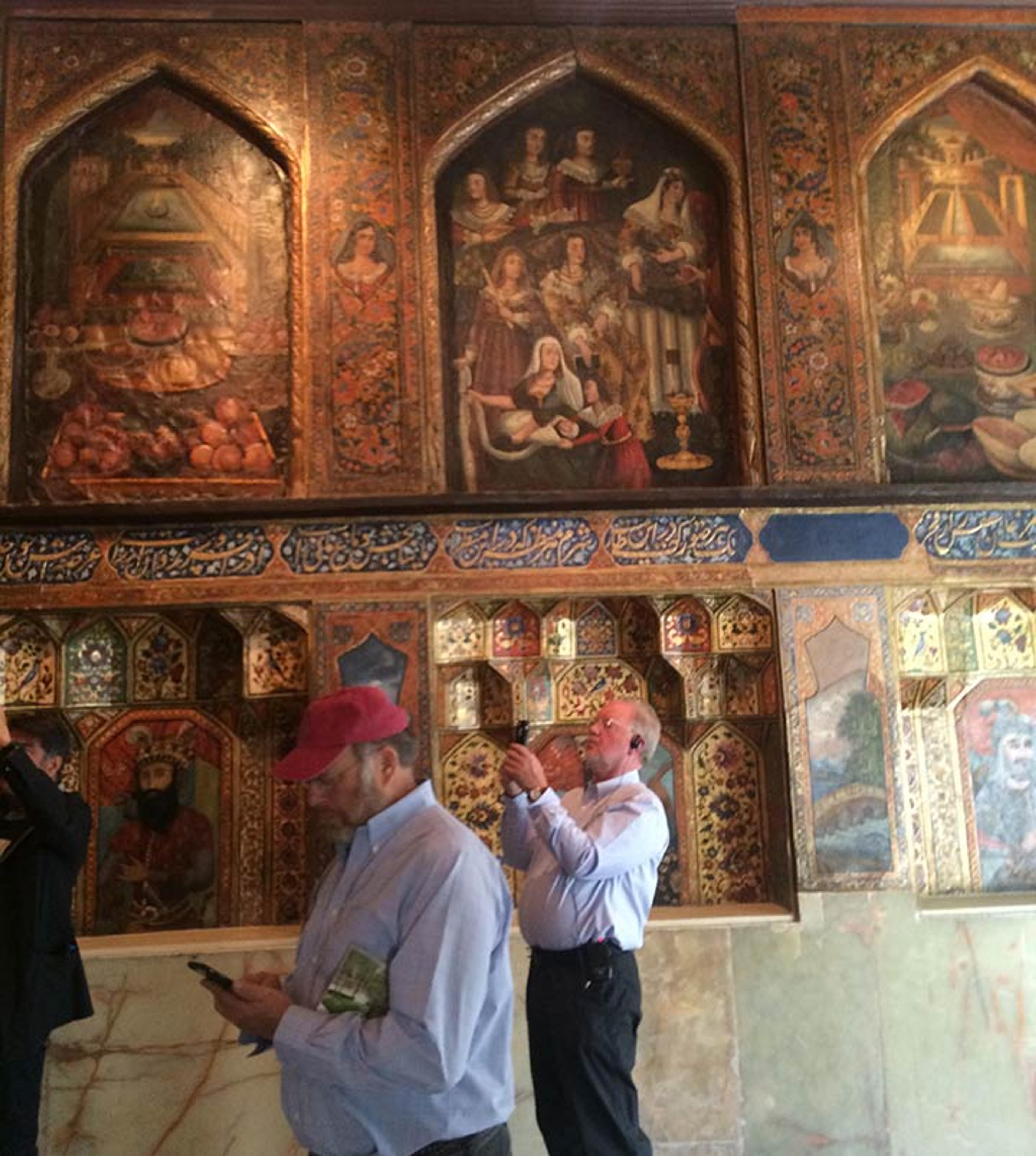 Two tour participants at the Golestan Palace Museum in Tehran