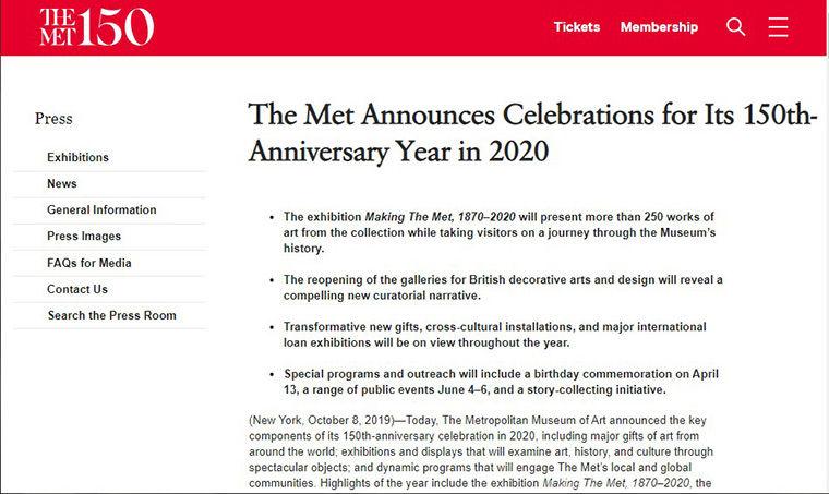 met 150 press release