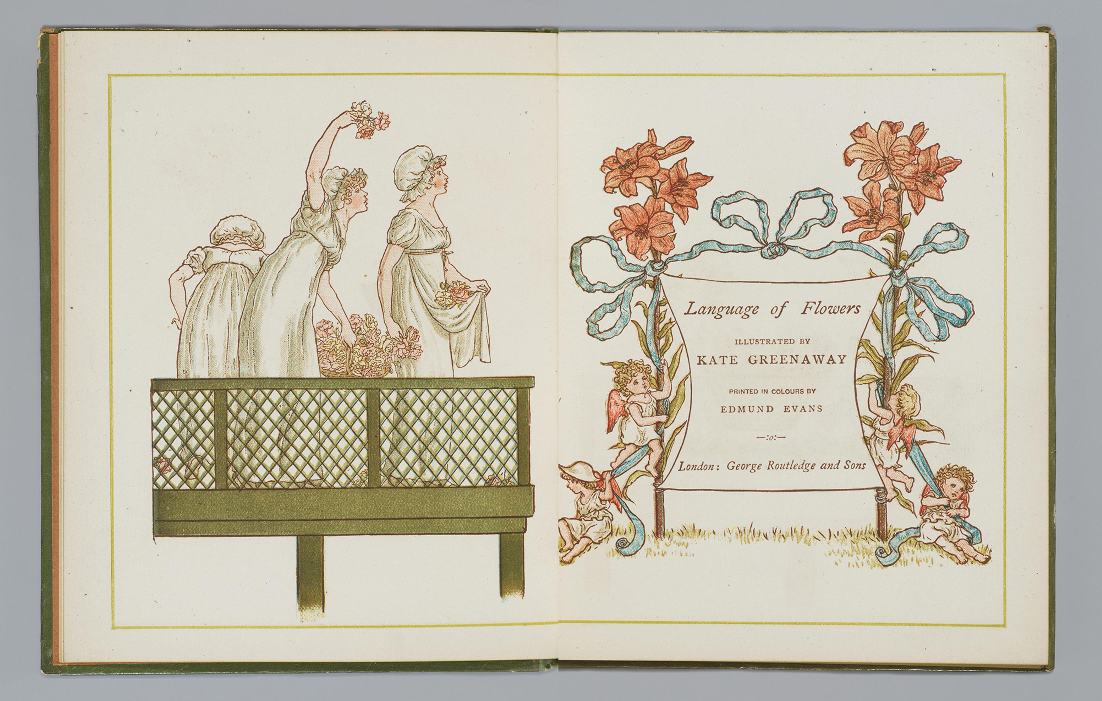 Title page spread of Language of Flowers book
