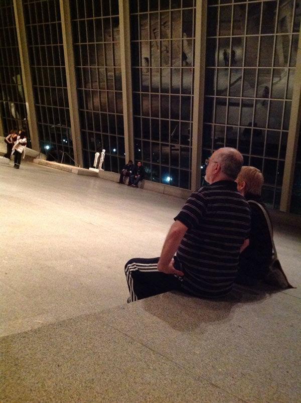 Two visitors in the Temple of Dendur