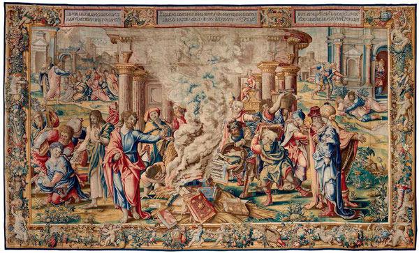 Saint Paul Directing the Burning of the Heathen Books from the Life of Saint Paul tapestry series | Designed by Pieter Coecke van Aelst, ca. 1529 or 1535 | Museum of Fine Arts, Boston (65.596)
