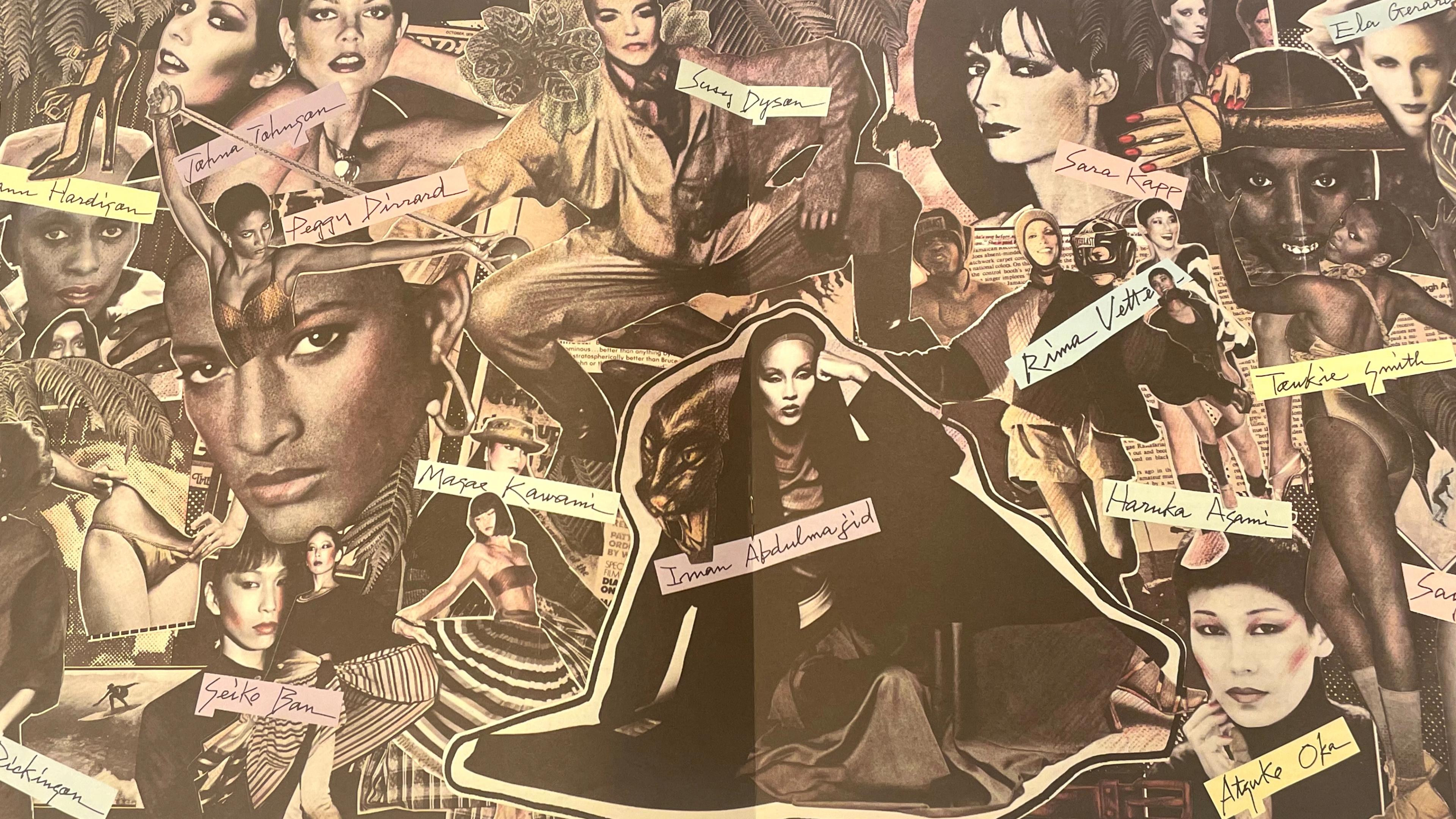 Black and white collage of various models