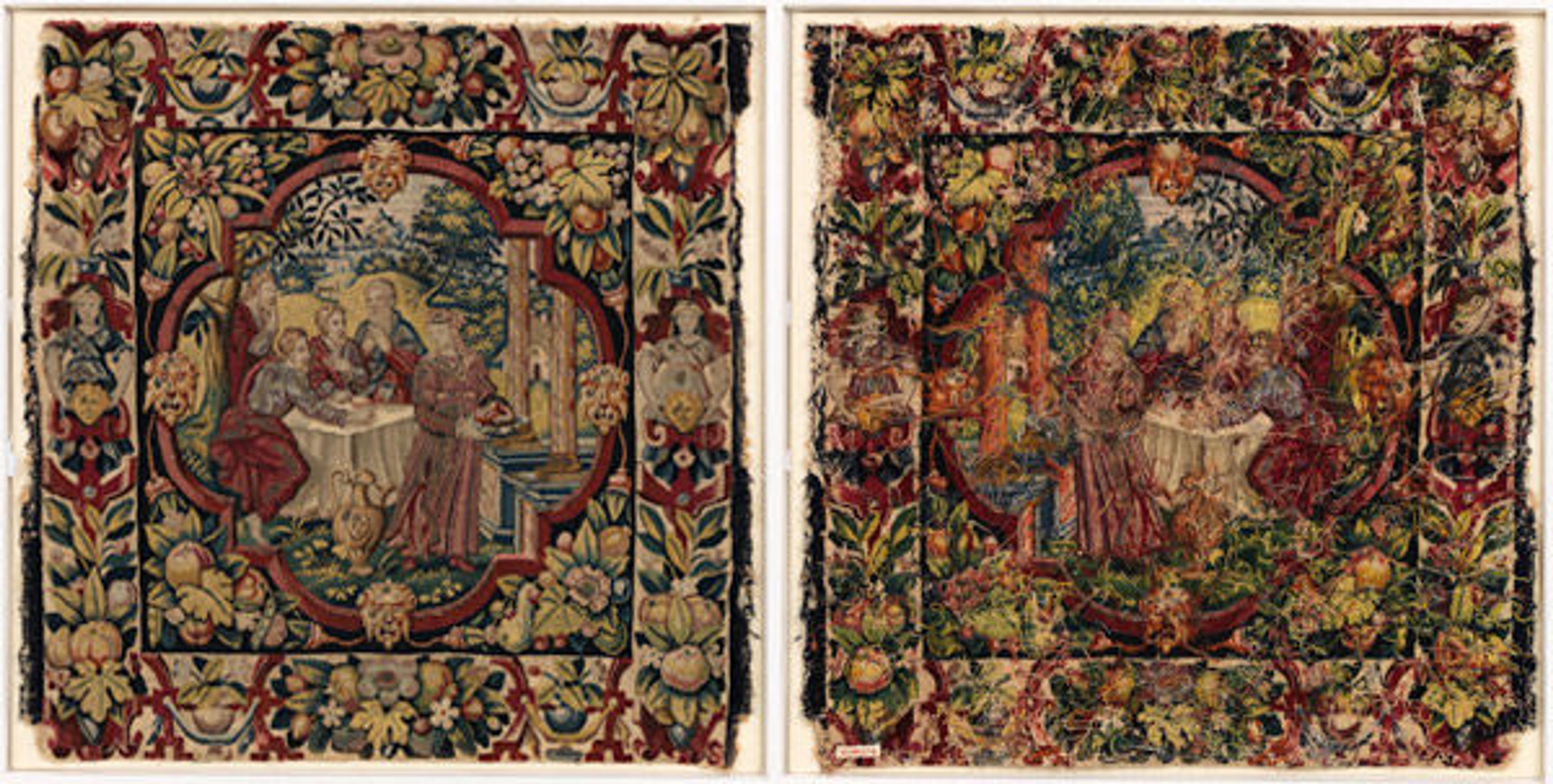 Abraham Entertaining the Angels from Scenes from the Lives of Abraham and Isaac [Left: front; Right: back]. Flemish, ca. 1600 (41.100.57e)