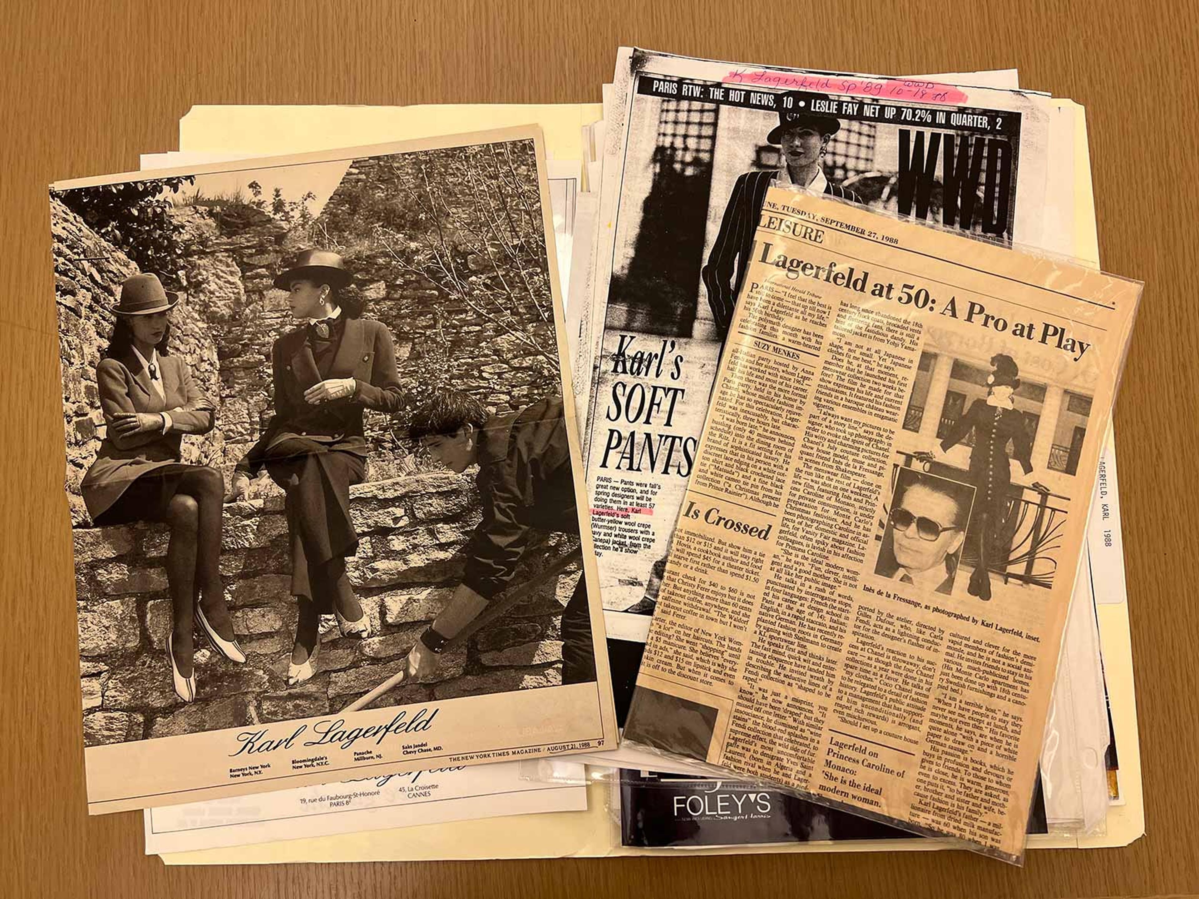 Clippings related to Lagerfeld