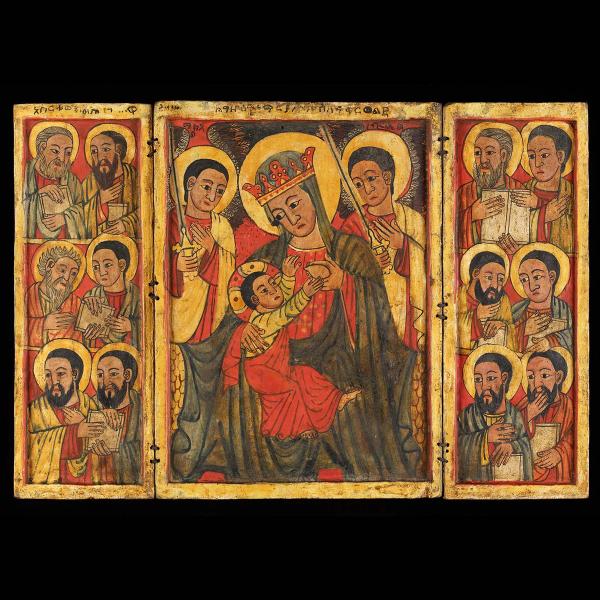 Cover Image for 548. Panel Painting with the Crowned Nursing Virgin and the Twelve Apostles