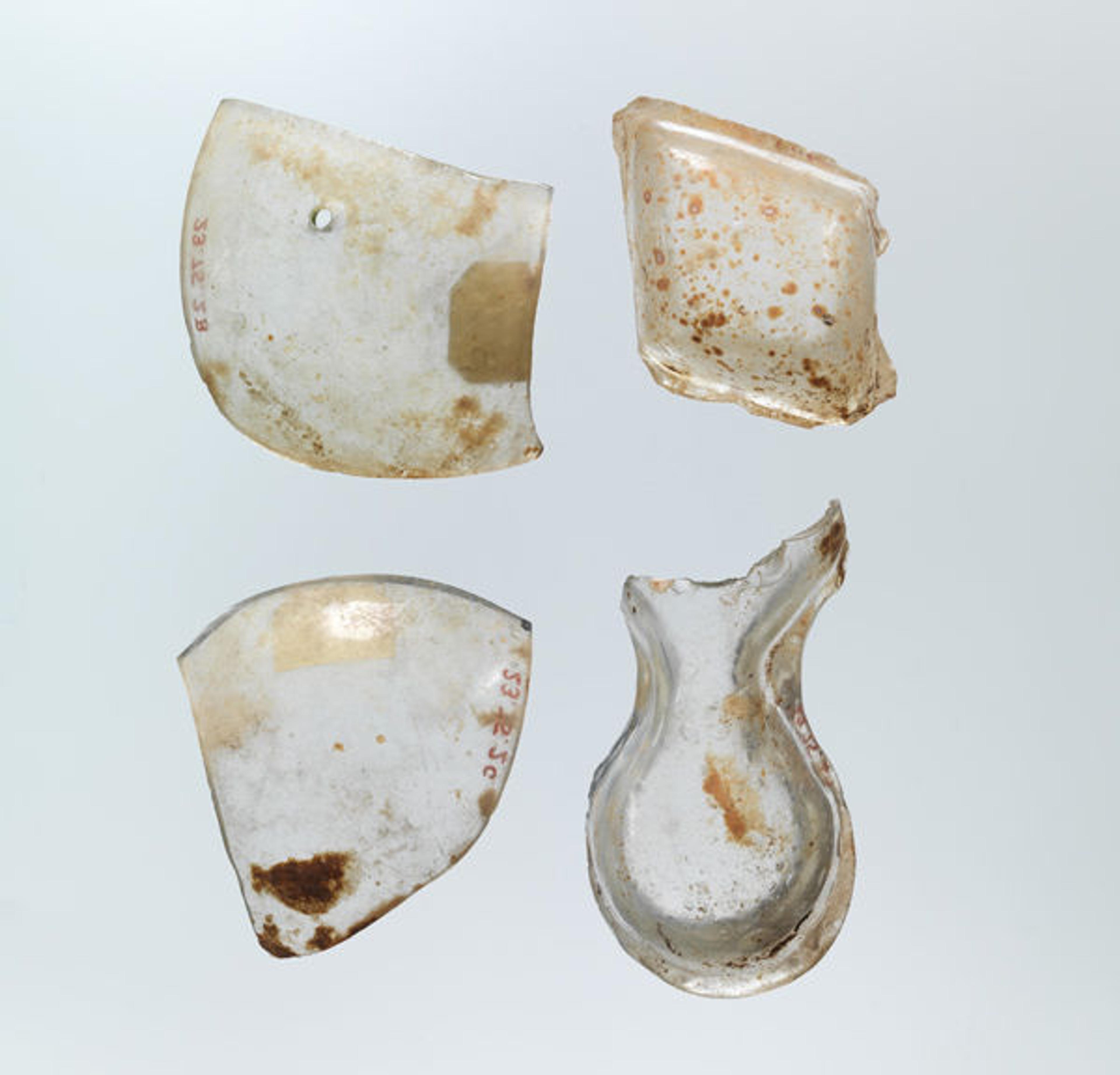Shaped glass inlay pieces, 9th century. Iraq, Samarra. Islamic. Glass; mold blown and tooled. The Metropolitan Museum of Art, New York, Rogers Fund, 1923 (23.75.2a–d)