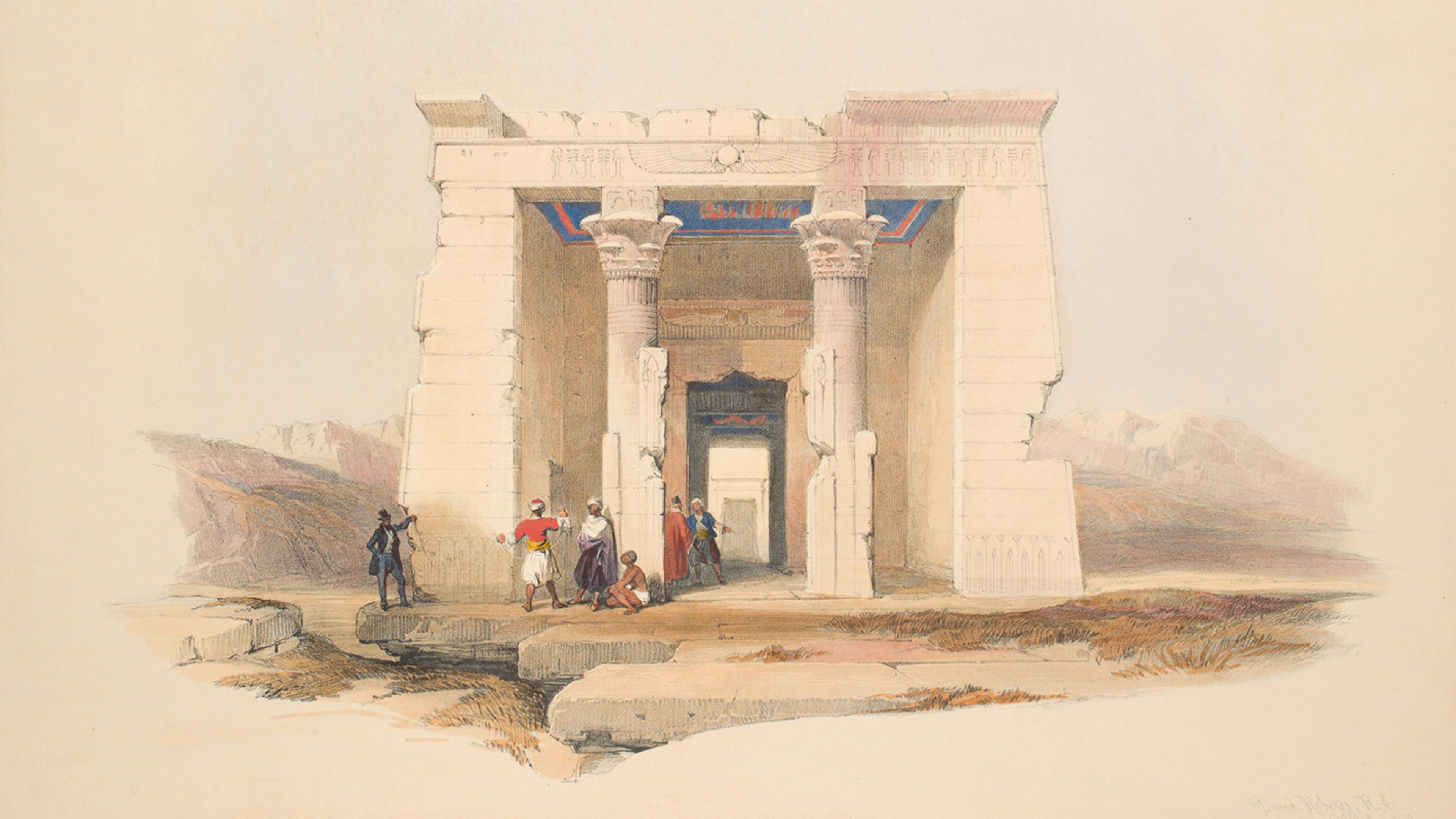 A drawing of the Temple of Dendur, Nubia, by David Roberts
