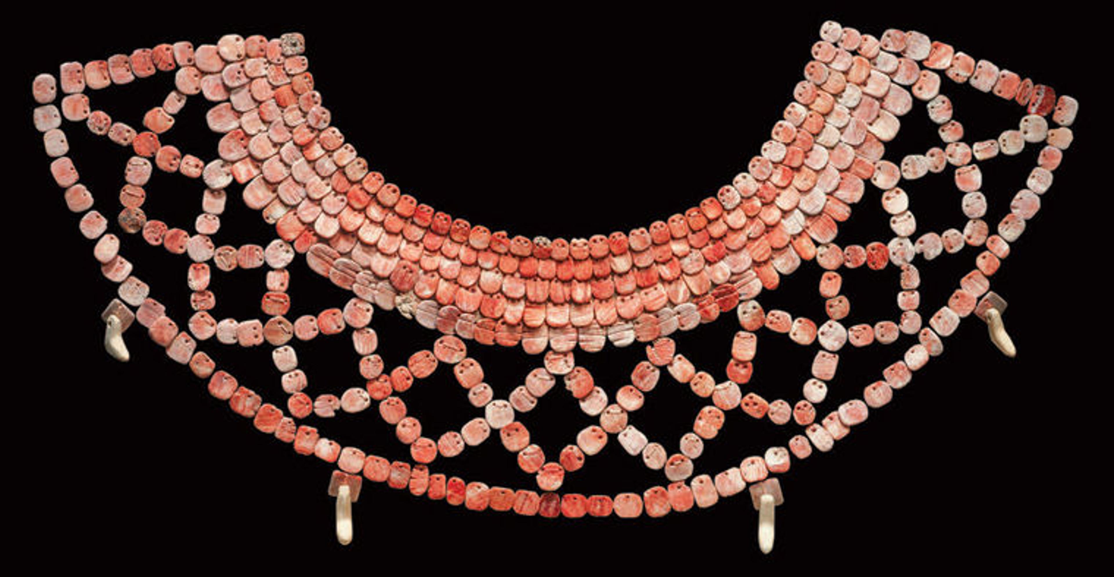 An ancient Maya collar made of various shells