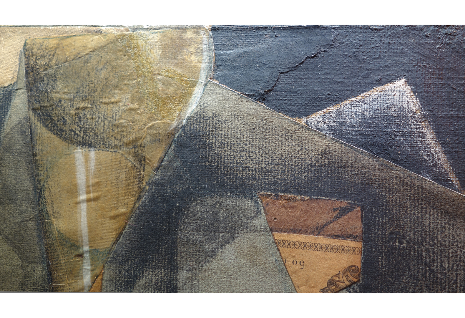 "Book and Glass" enlarged detail from the top center showing the layering of paper