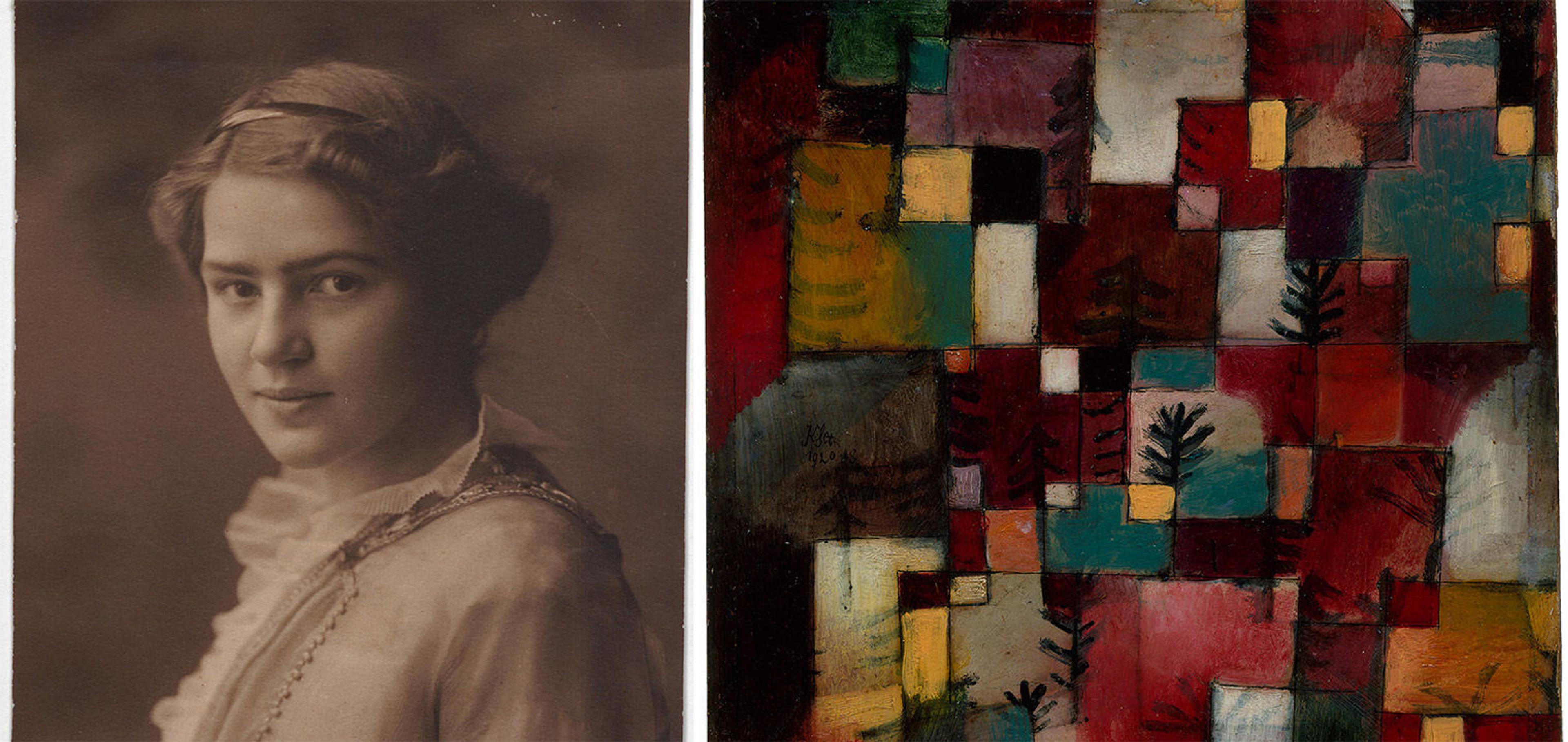 Left: Photograph of Sophie; Right: Paul Klee's painting