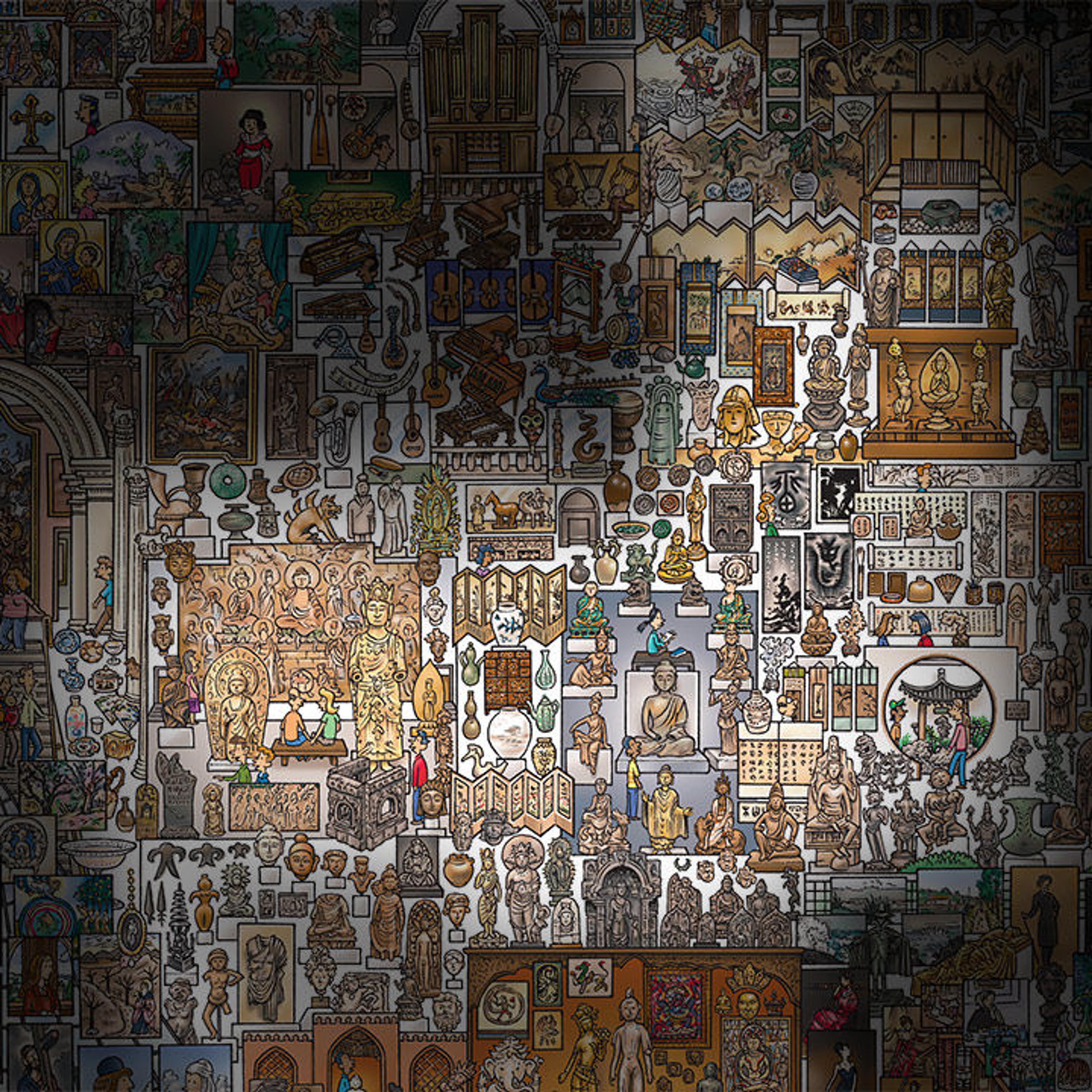 A selection of the MetKids map highlighting the Asian Art collections.