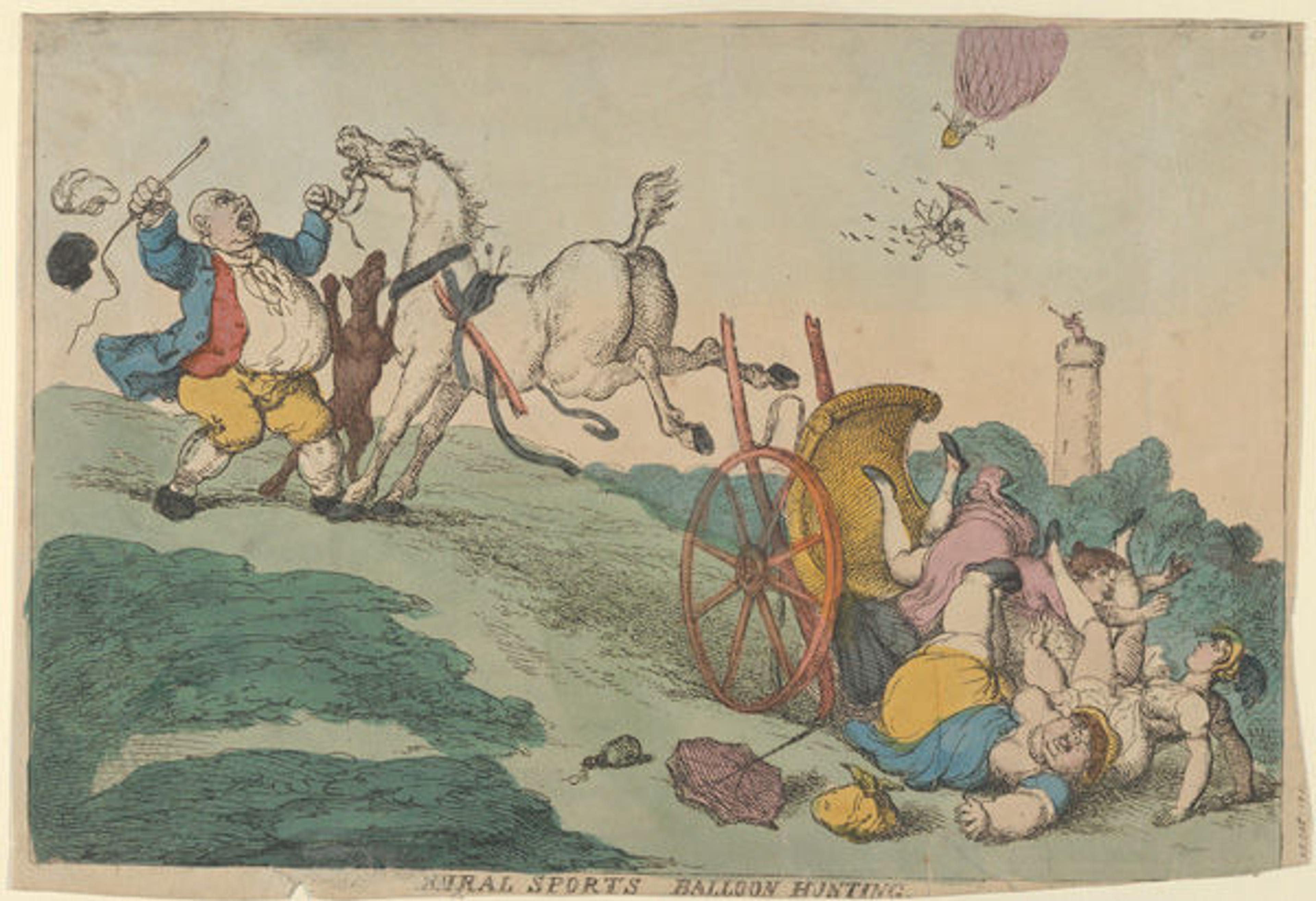 Thomas Rowlandson (1757–1827), Rural Sports: Balloon Hunting