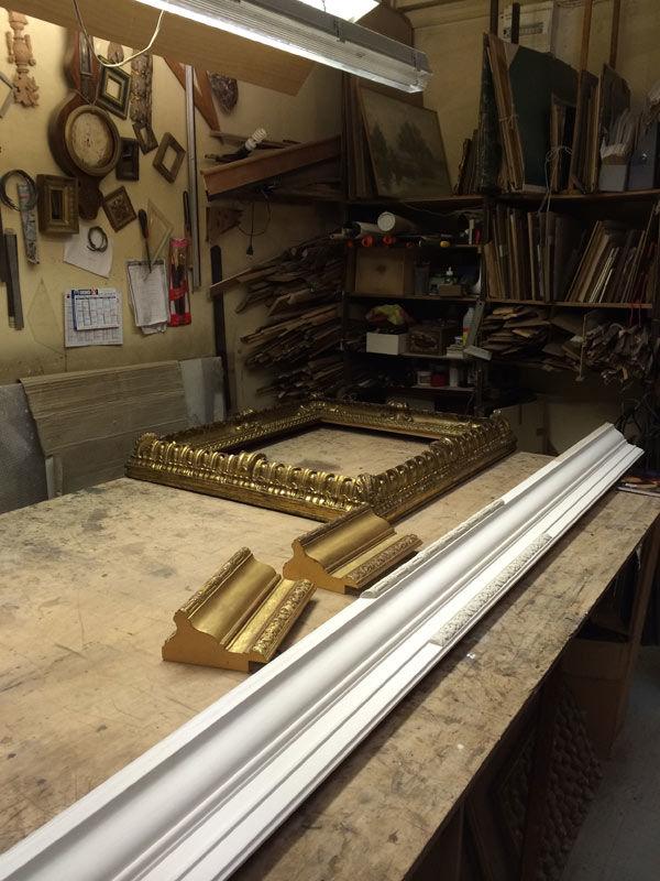 The in-progress frame in the Paris shop