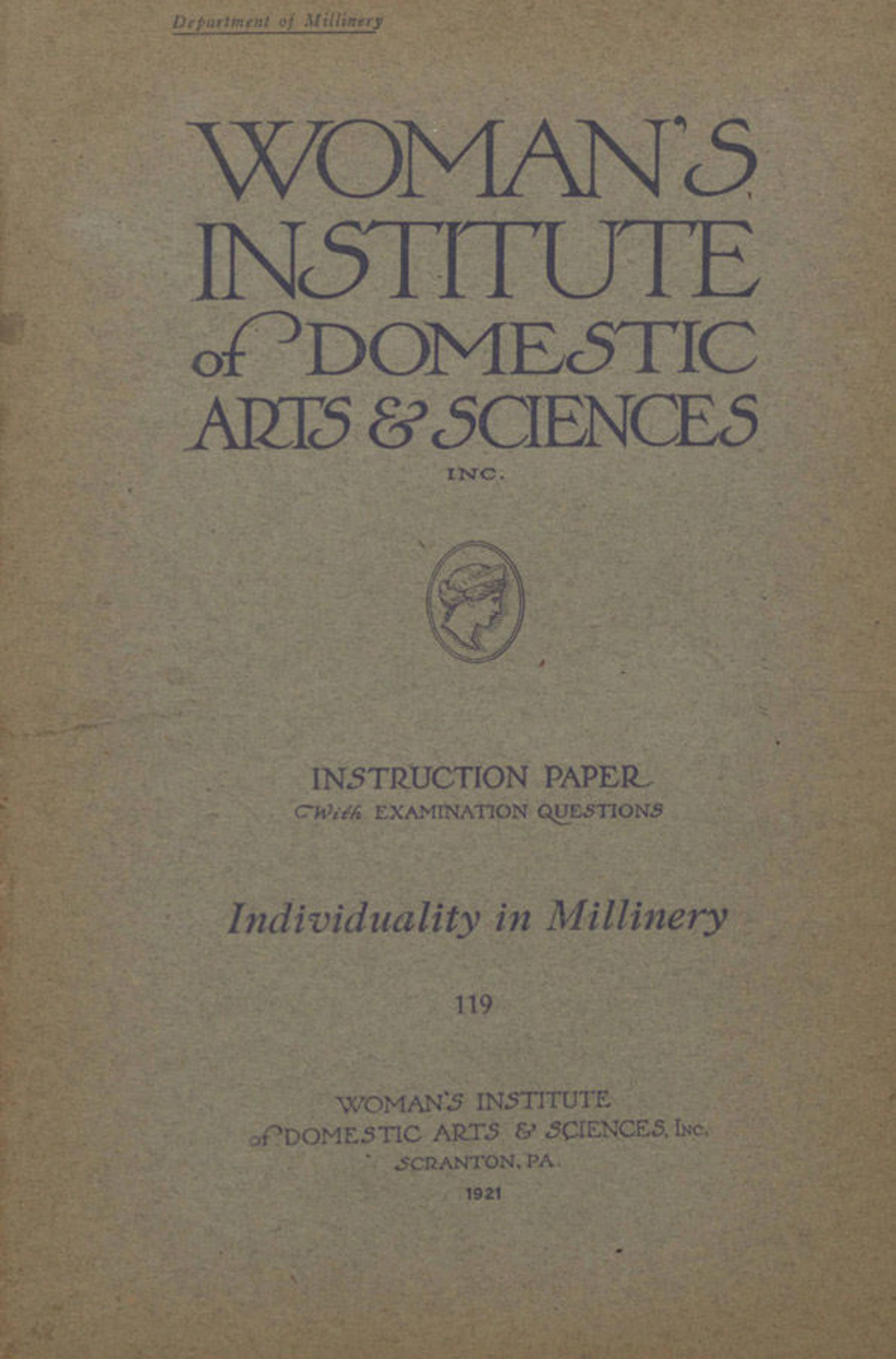 Individuality in Millinery, cover