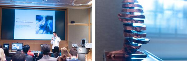 Left: Jaskirat Singh Randhawa explains the theoretical underpinnings of Technkisi. Right: Technkisi in detail