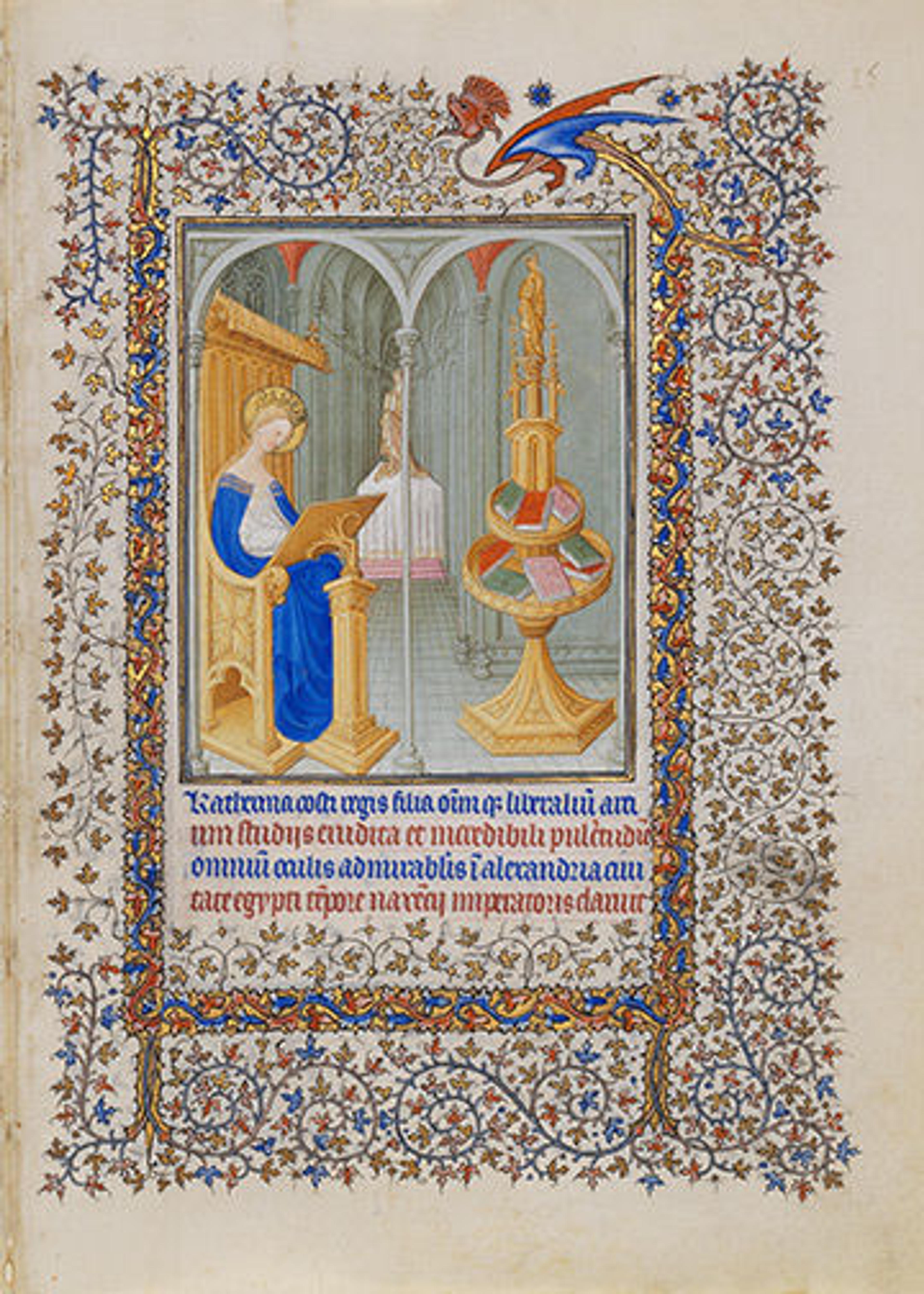 A page from a Book of Hours, depicting Saint Catherine