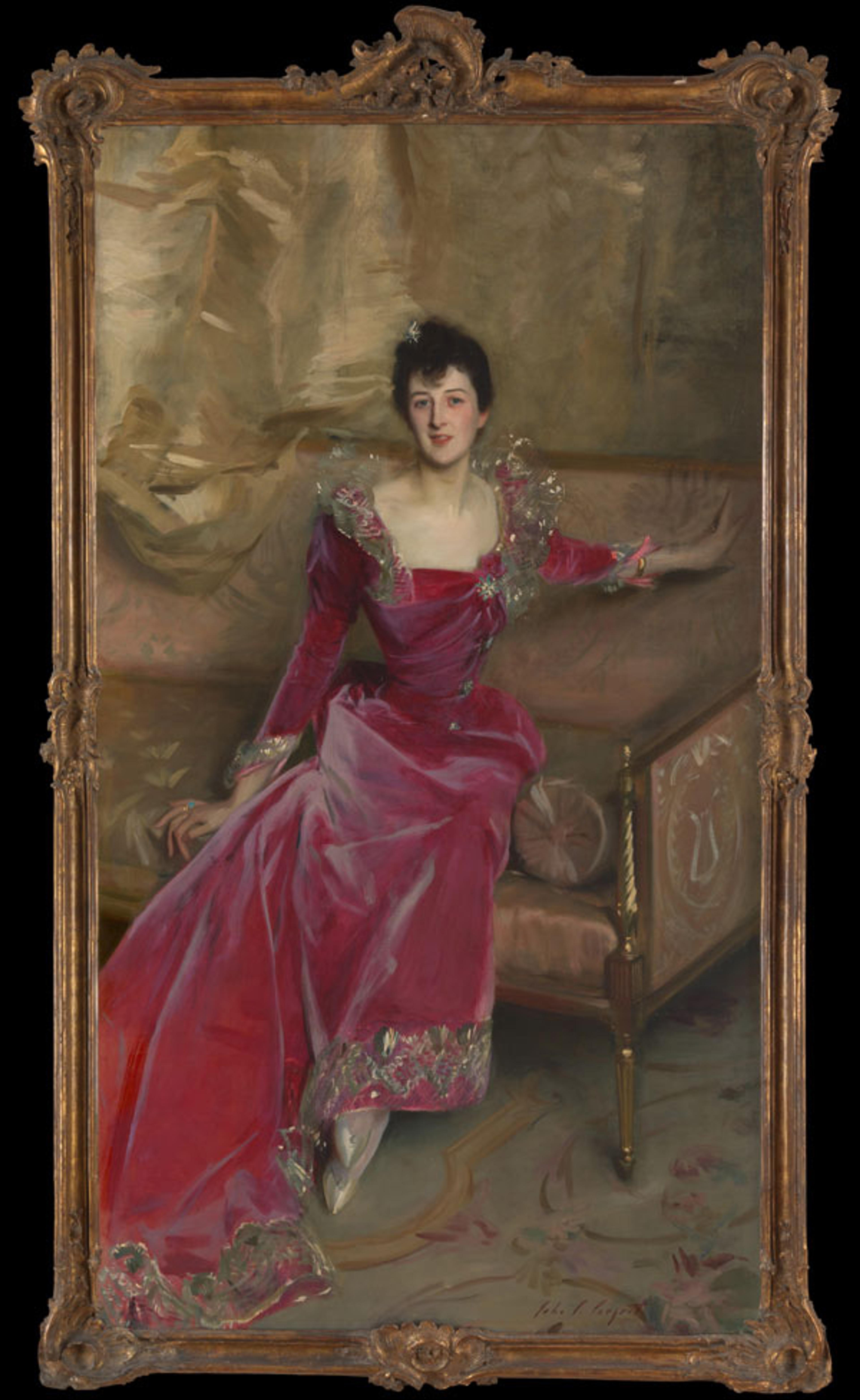 John Singer Sargent (American, 1856–1925). Mrs. Hugh Hammersley, 1892. Oil on canvas; 81 x 45 1/2in. (205.7 x 115.6cm) Framed: 91 1/2 x 52 5/8 x 4 3/4 in. (232.4 x 133.7 x 12.1 cm). The Metropolitan Museum of Art, New York, Gift of Mr. and Mrs. Douglass Campbell, in memory of Mrs. Richard E. Danielson, 1998 (1998.365)