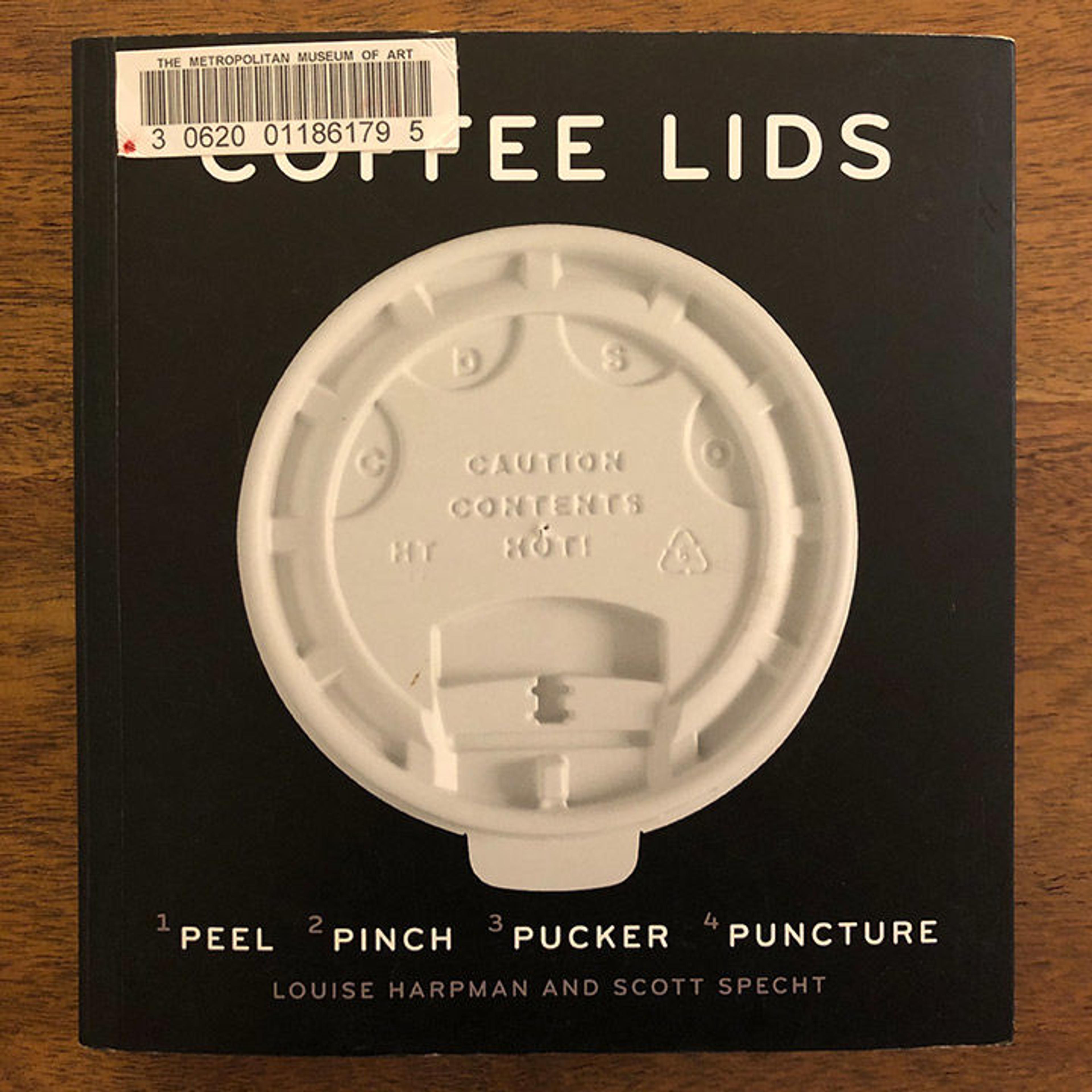 Cover of book with coffee lid illustration